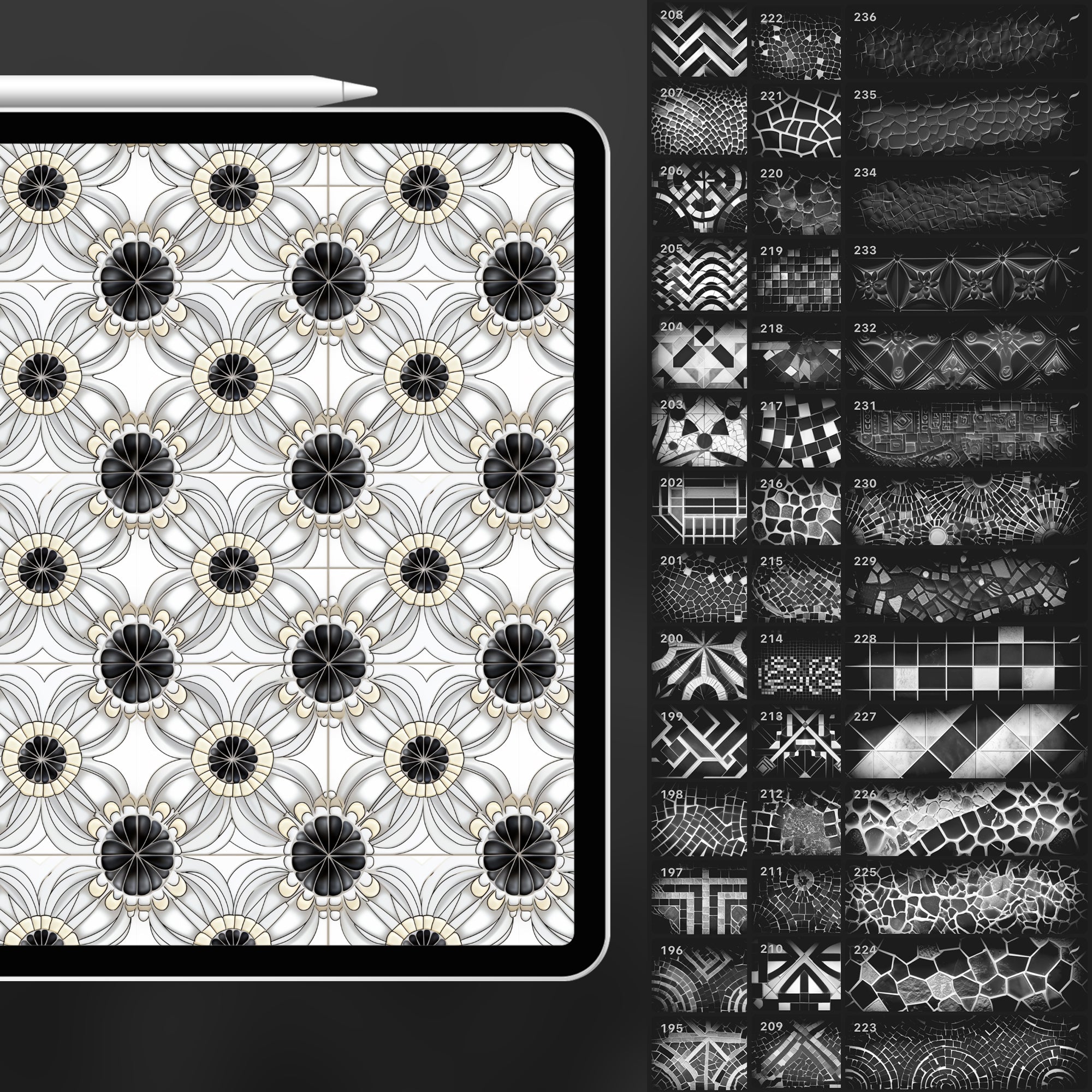 230 Procreate Mosaic Texture Brushes