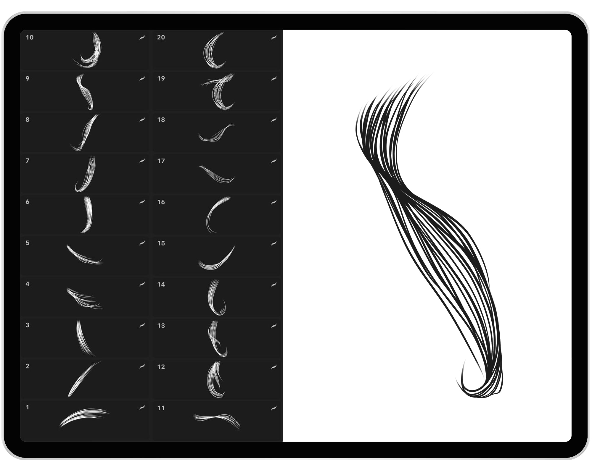 50 Procreate Hairs Brushes Stamp Brushes