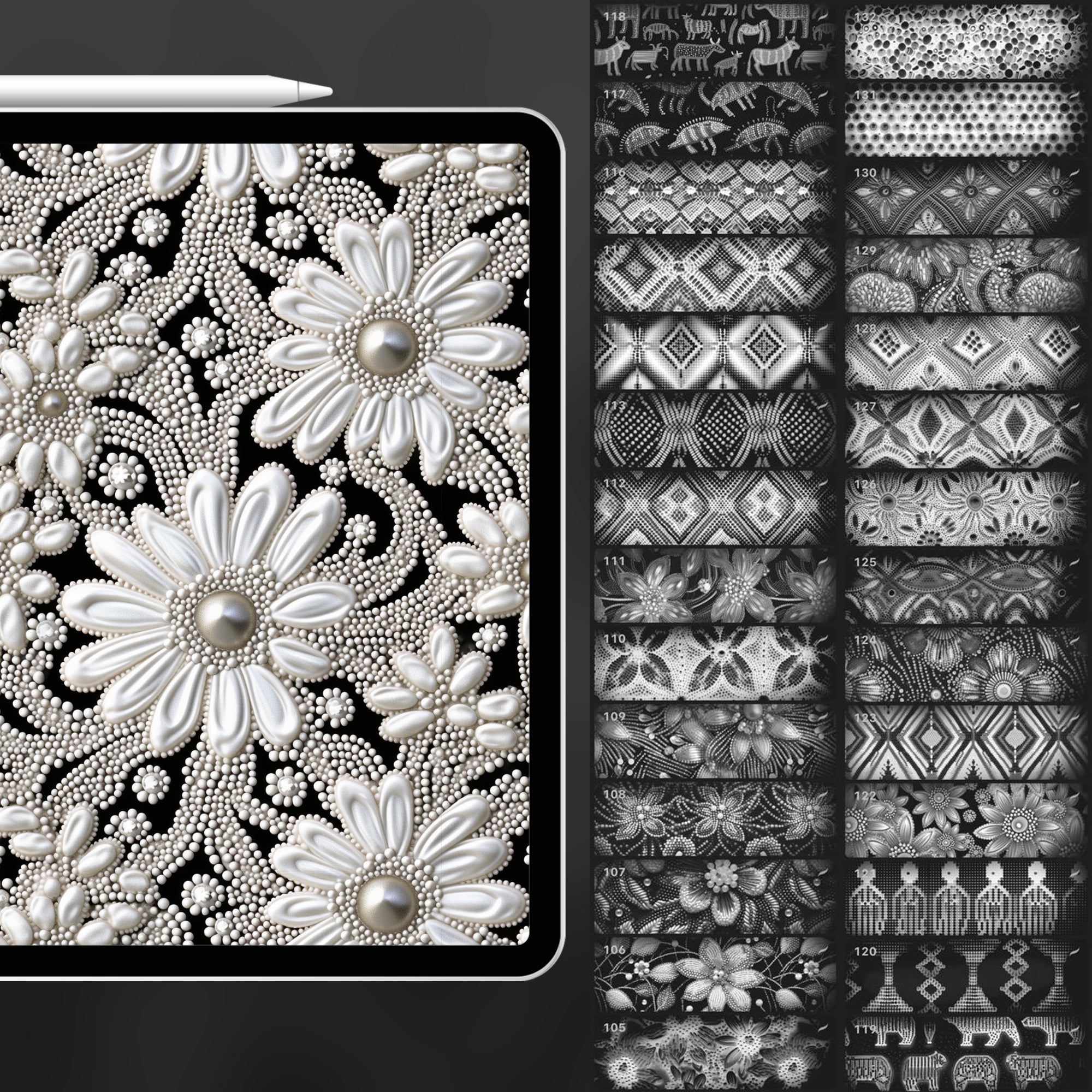 130 Procreate Beadwork Pattern Brushes