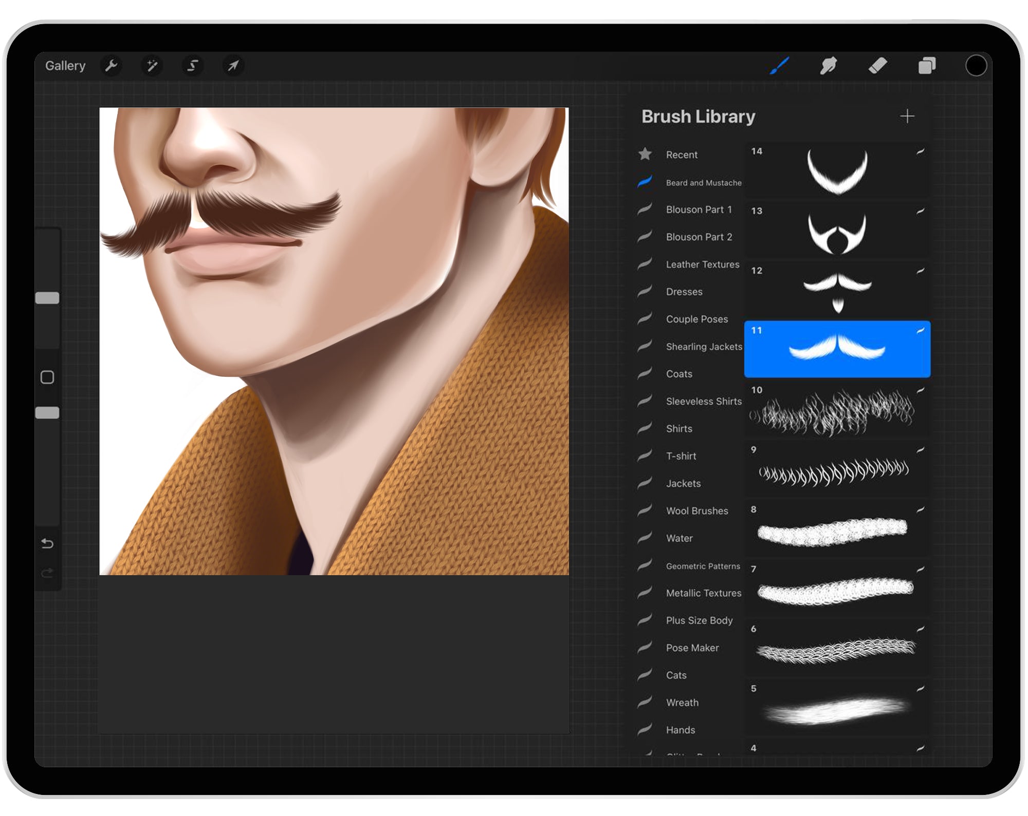 30 Procreate Beards and Mustaches Stamp Brushes