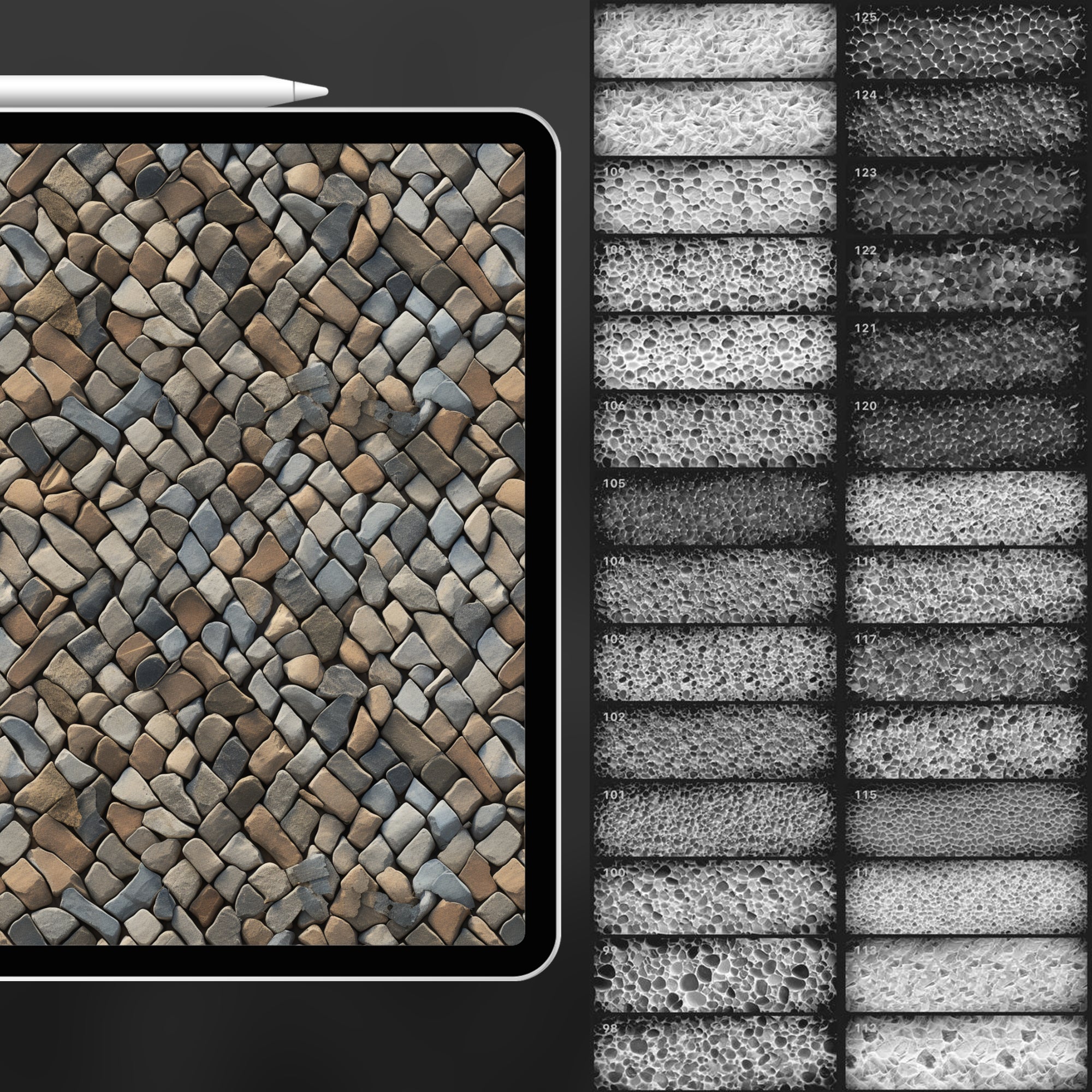 120 Procreate Gravel Texture Brushes