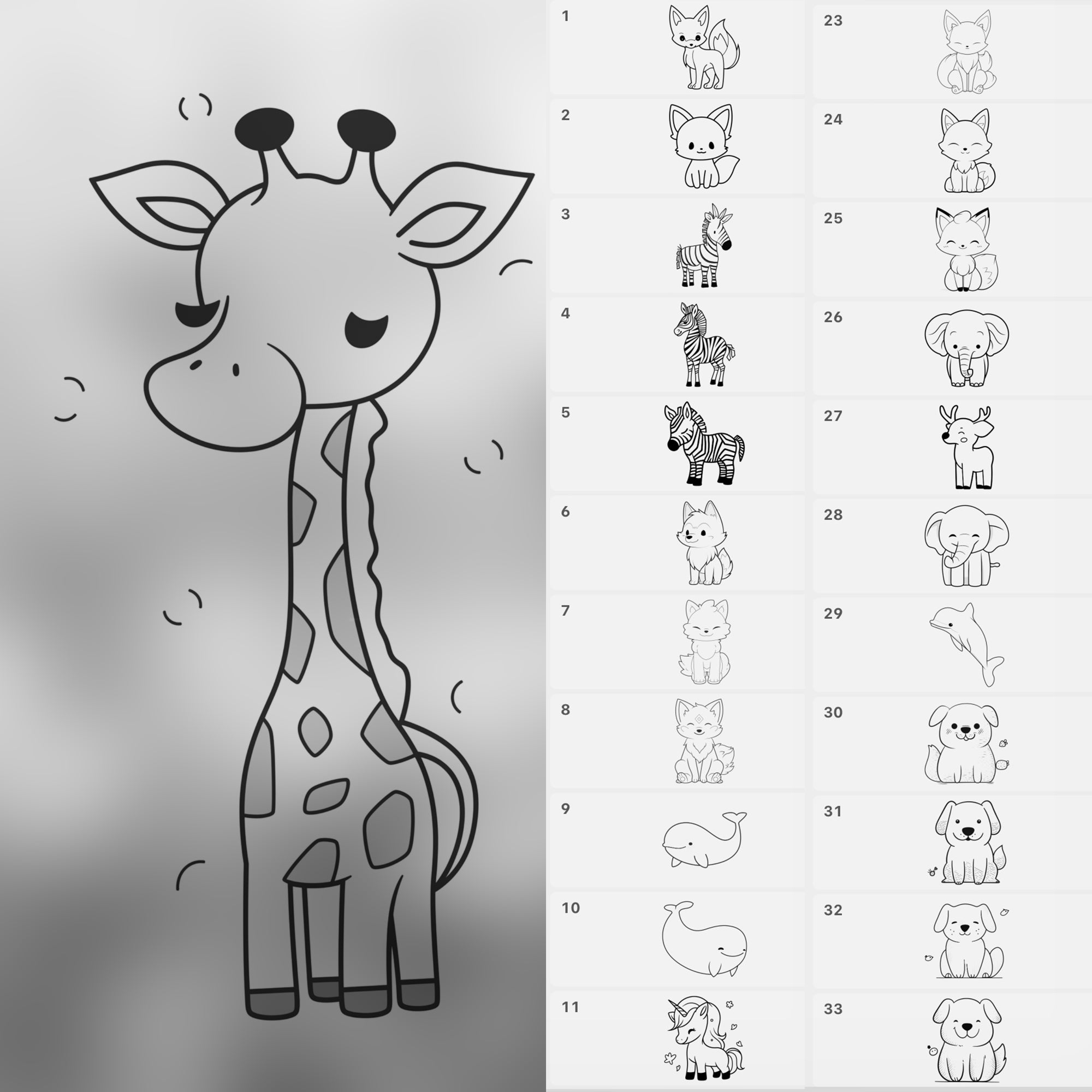 100 Procreate Cute Animal Stamps Brushes