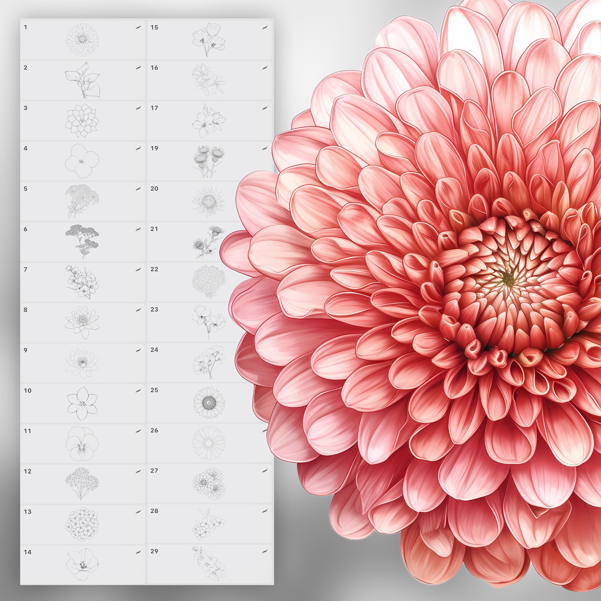 130 Procreate Flowers Stamp Brushes