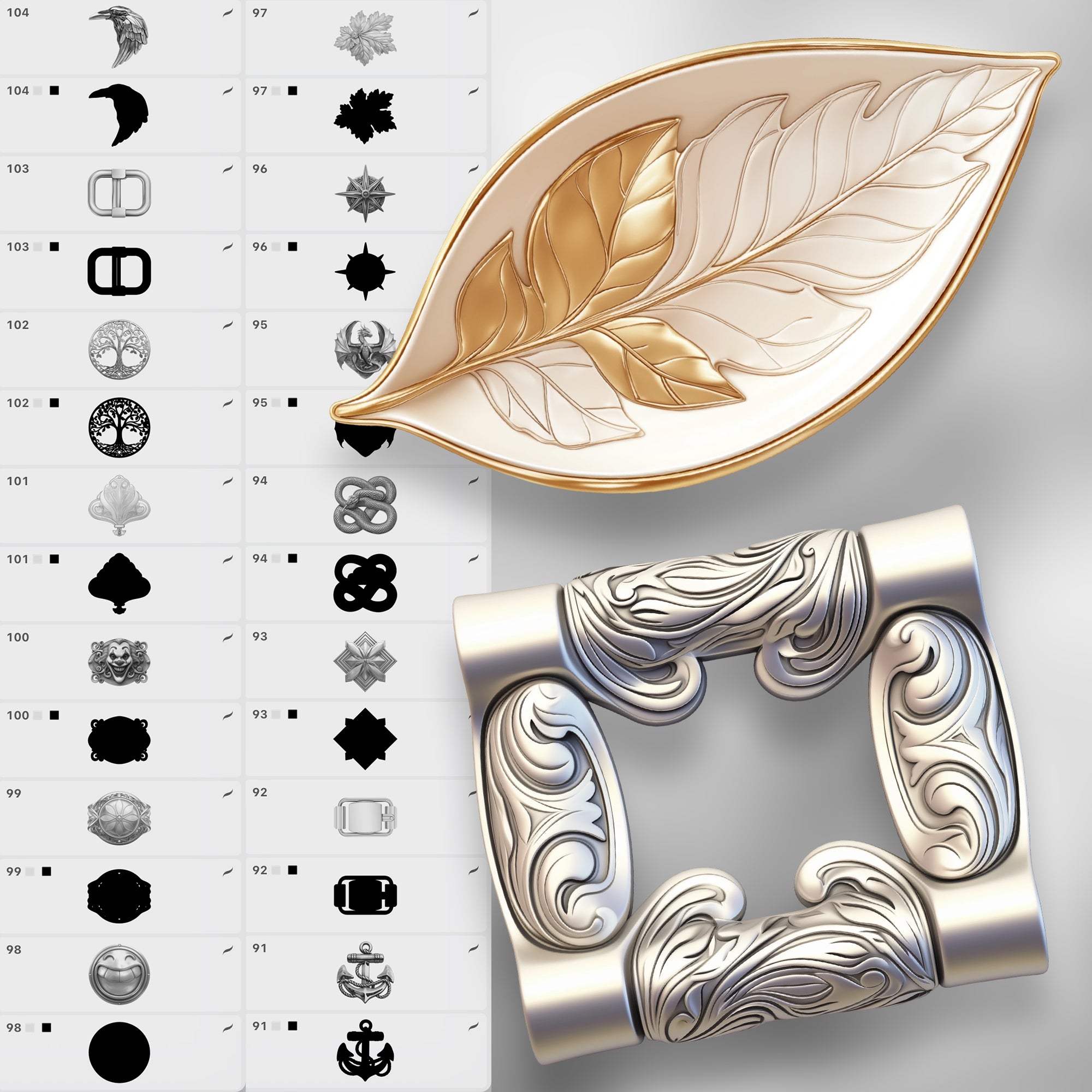 110 Procreate 2D Belt Buckles Stamp Brushes