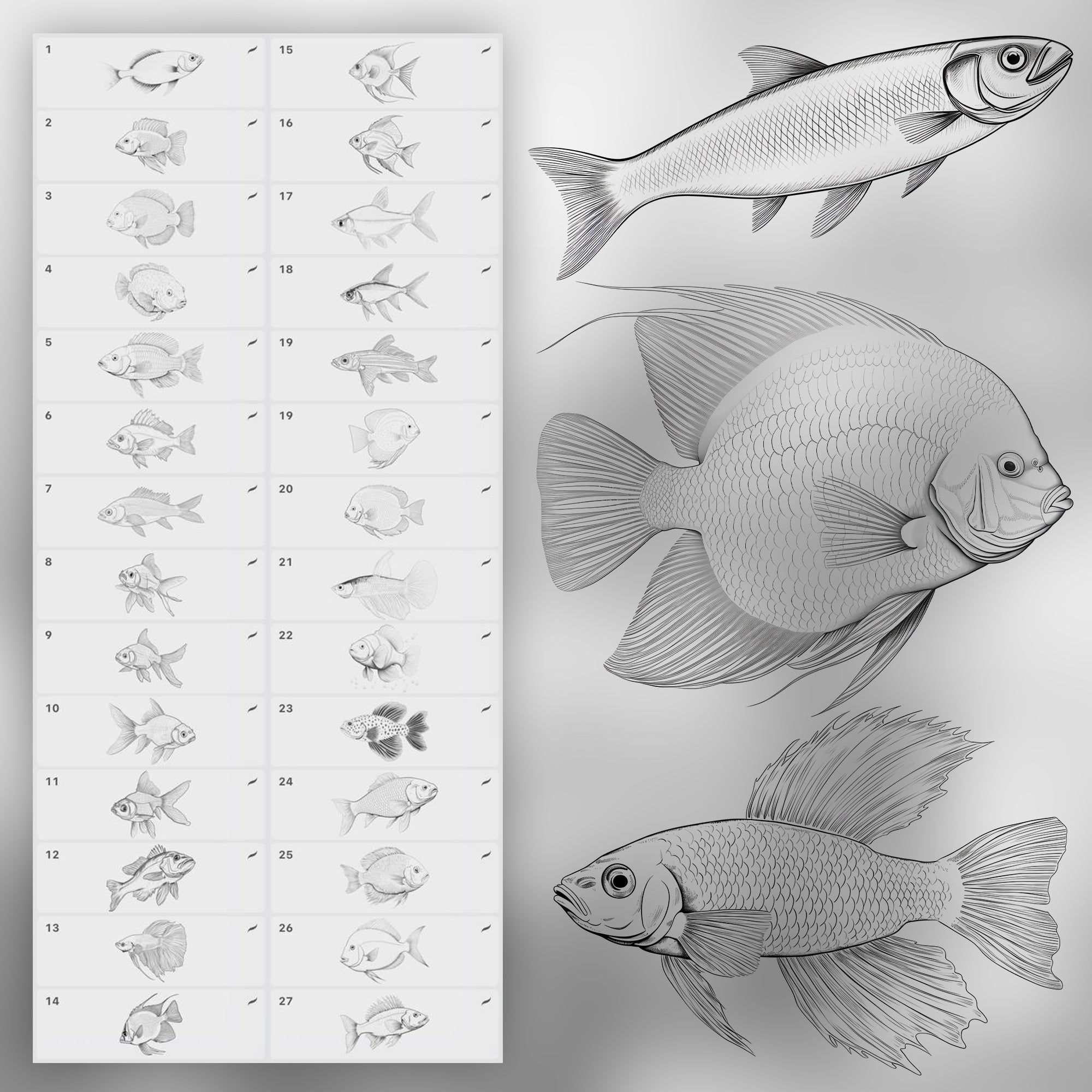 100 Procreate Fish Stamp Brushes