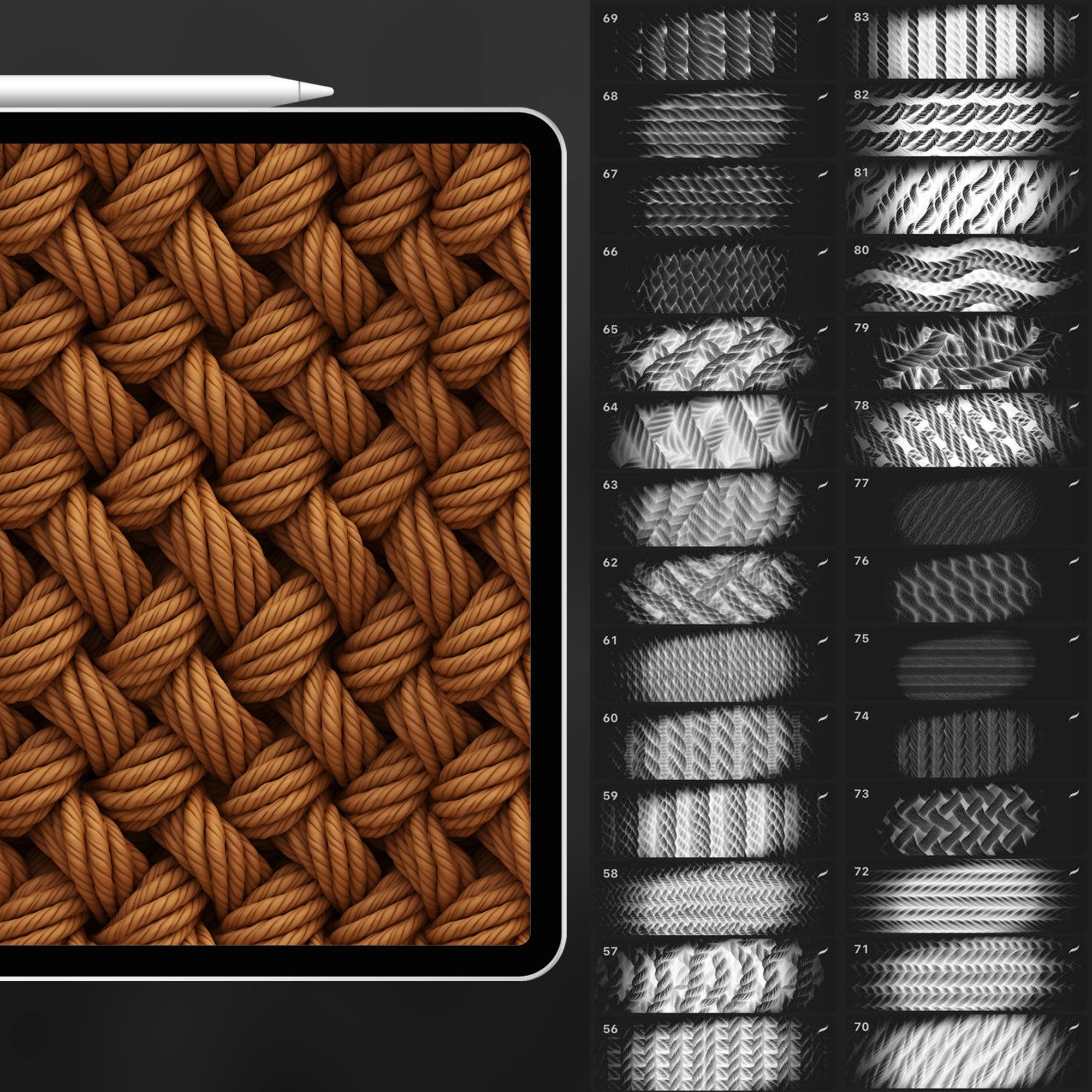 80 Procreate Rope Texture Brushes