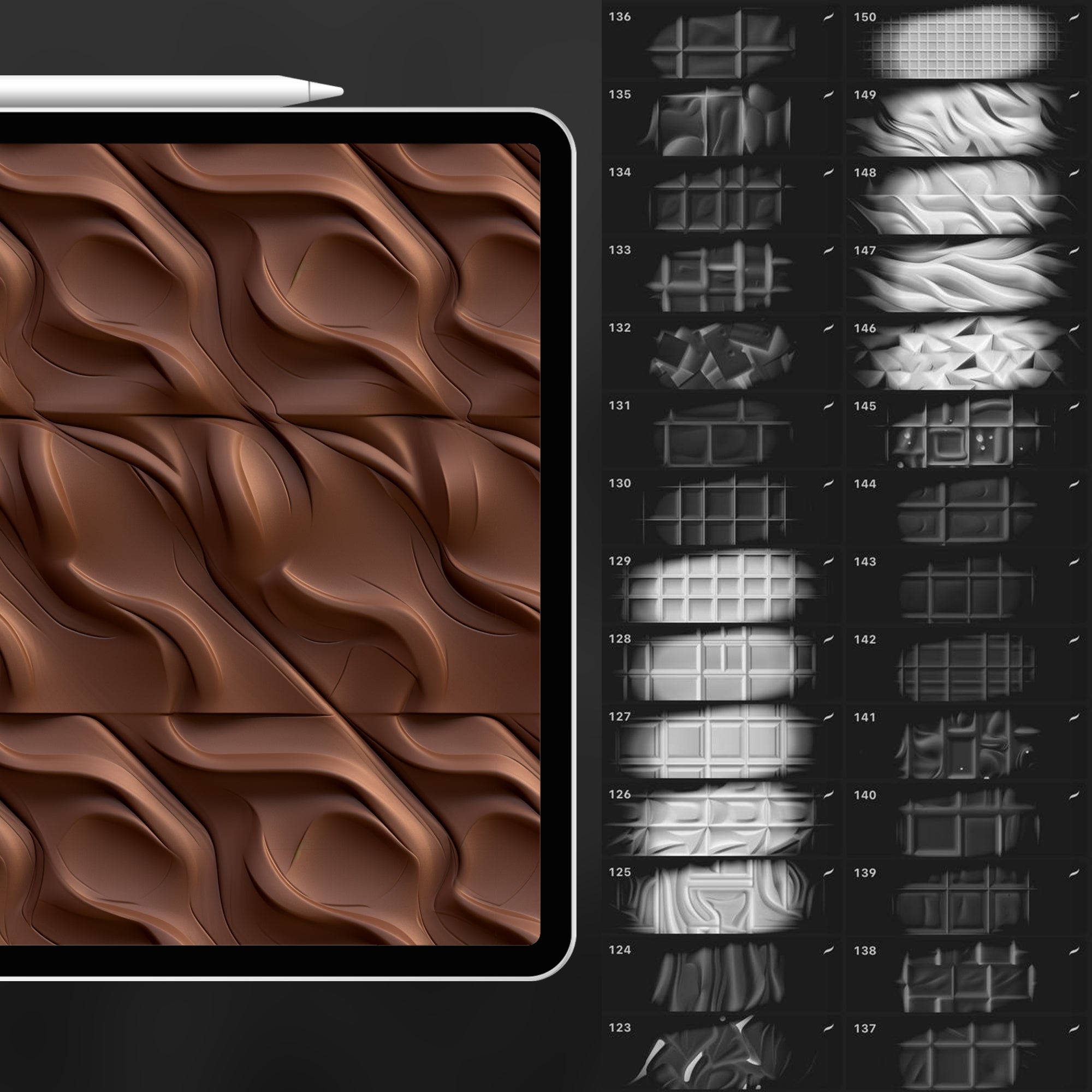 150 Procreate Chocolate Texture Brushes