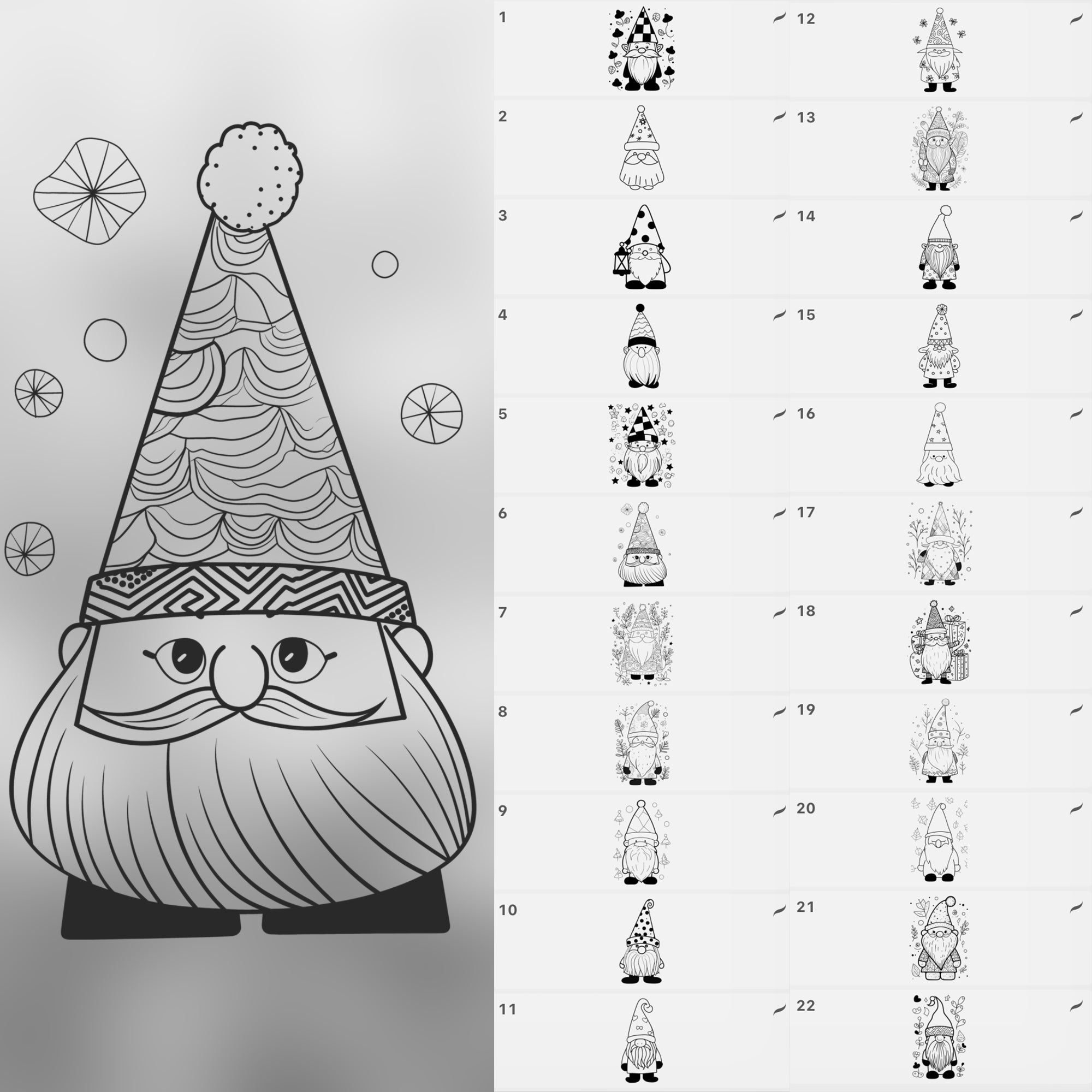 100 Procreate Christmas Gnomes Stamps Brushes