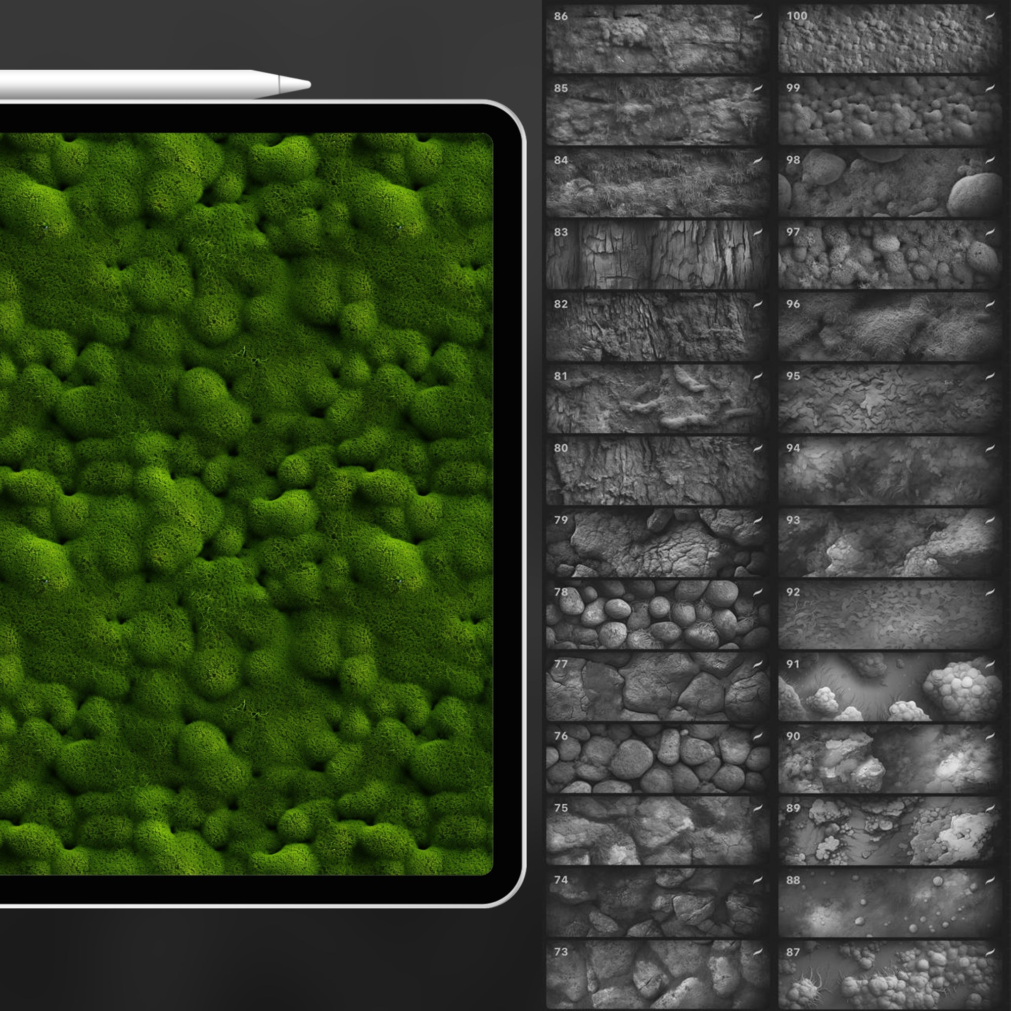 100 Procreate Moss Texture Brushes