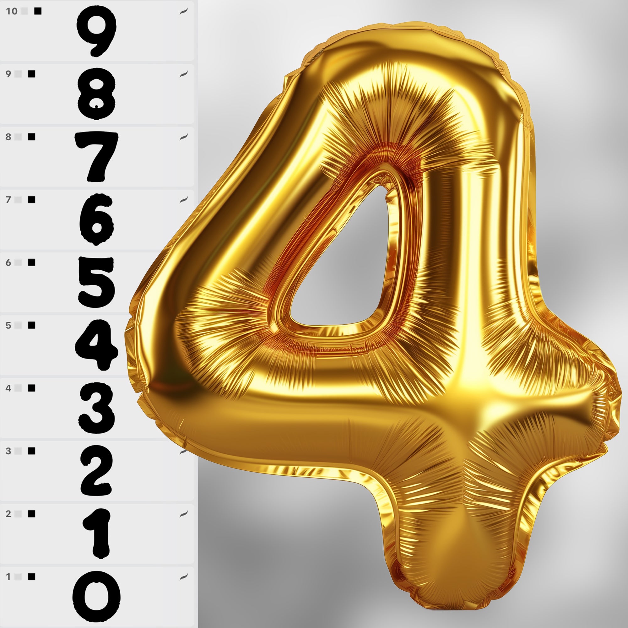 10 Procreate 2D Balloon Numbers Stamp Brushes