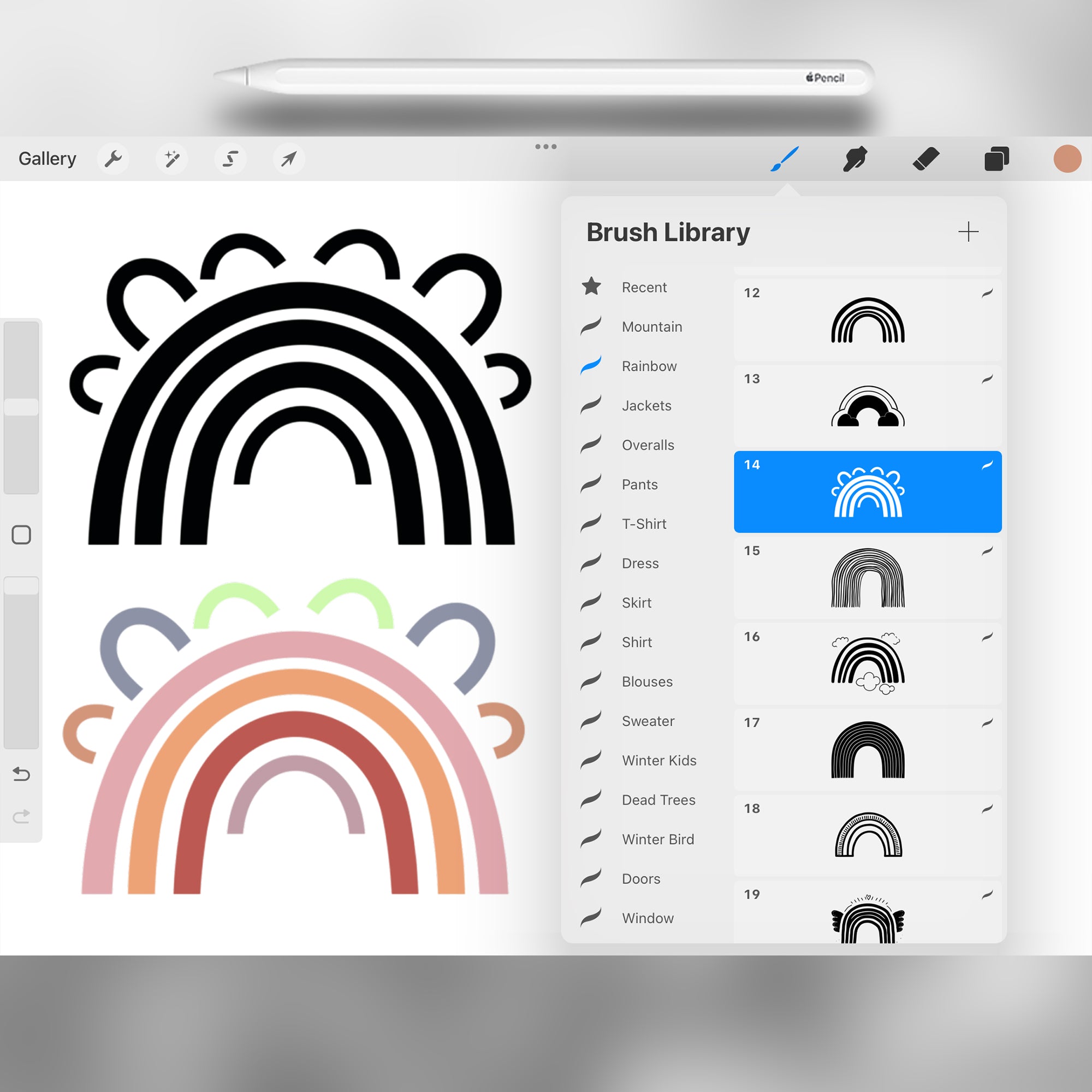 100 Procreate Rainbow Stamps Brushes