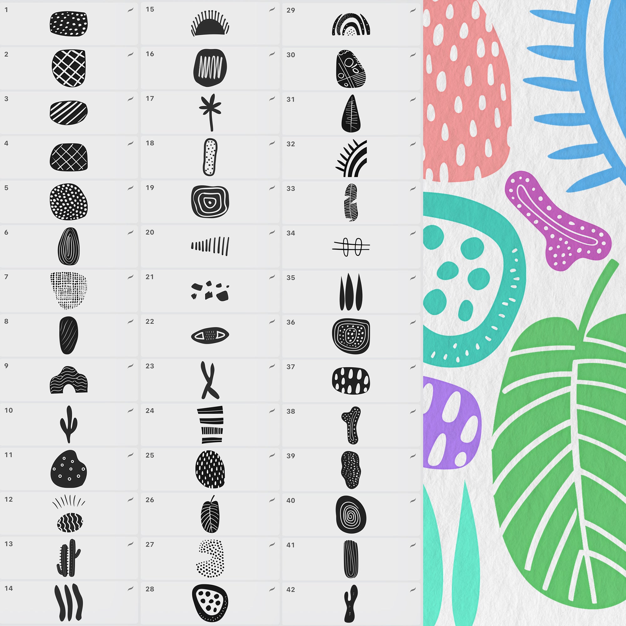 300 Procreate Abstract Doodle Stamp Brushes