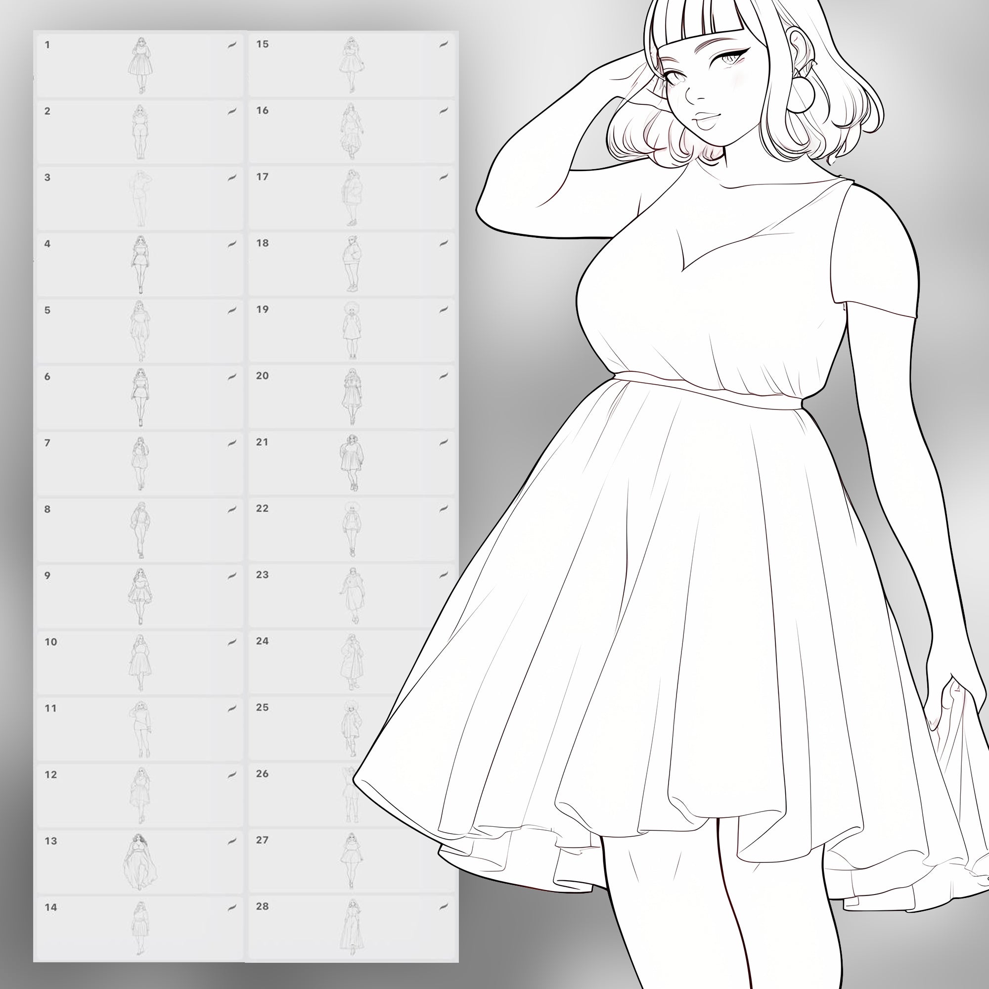 130 Procreate Plus Size Women Stamp Brushes