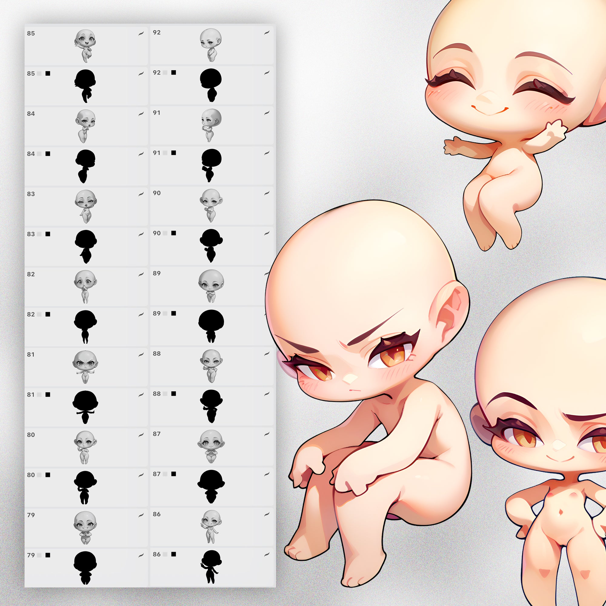 2D Procreate 120 Chibi Girls Stamps Brushes