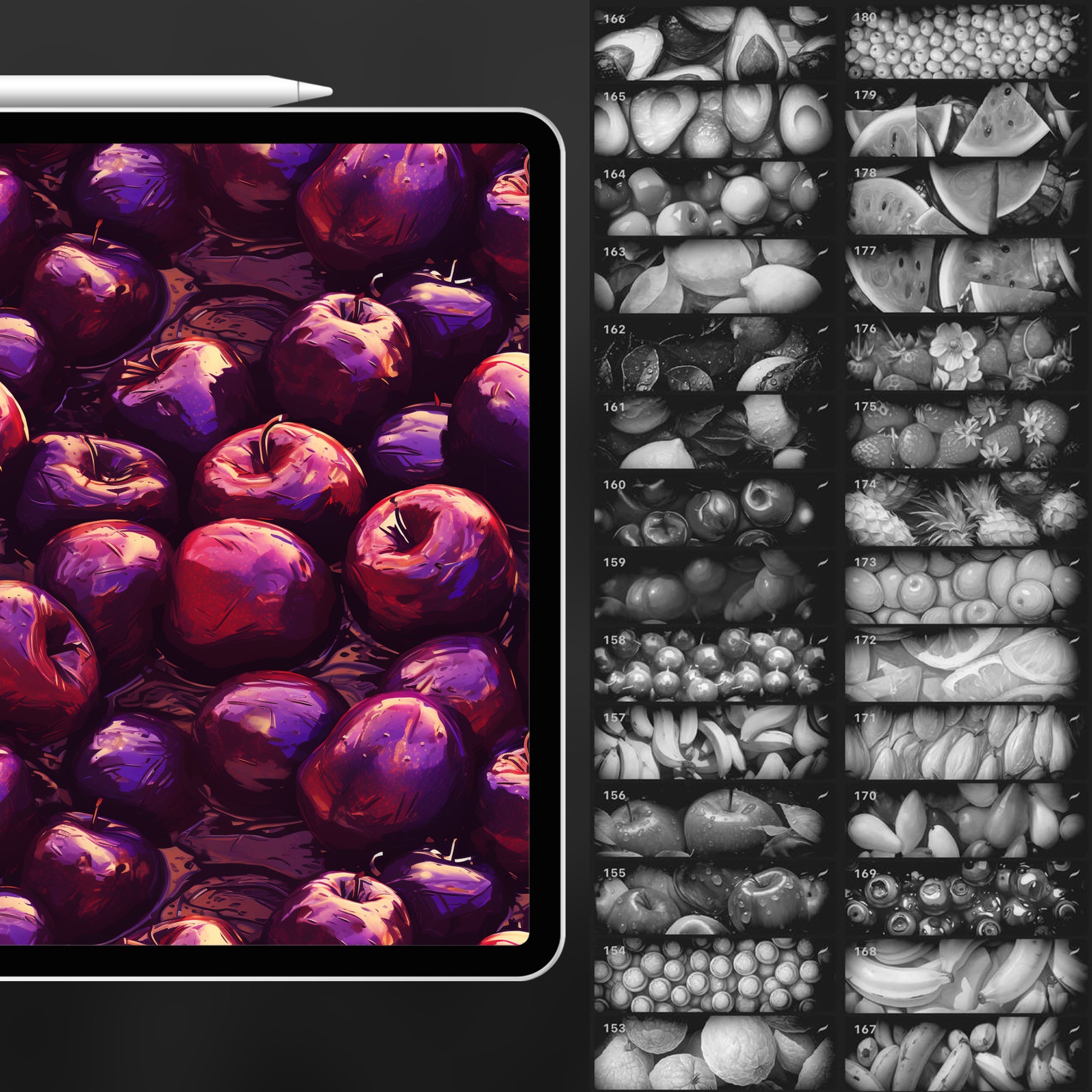 180 Procreate Fruit Texture Brushes