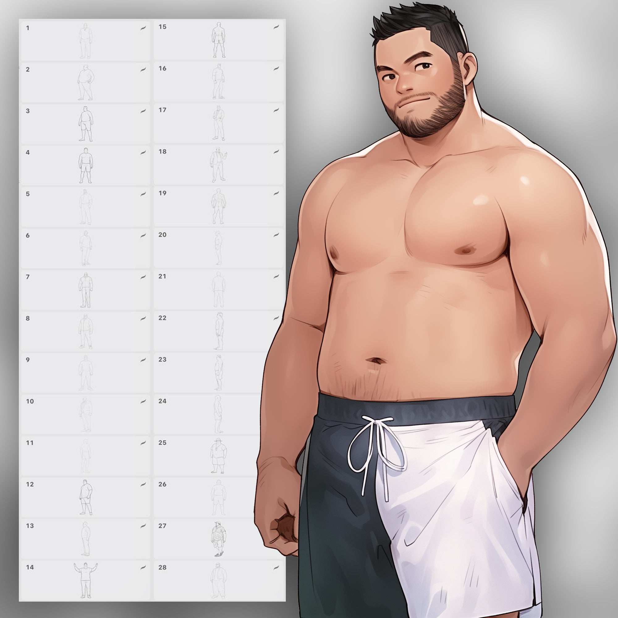 150 Procreate Plus Size Men Stamp Brushes