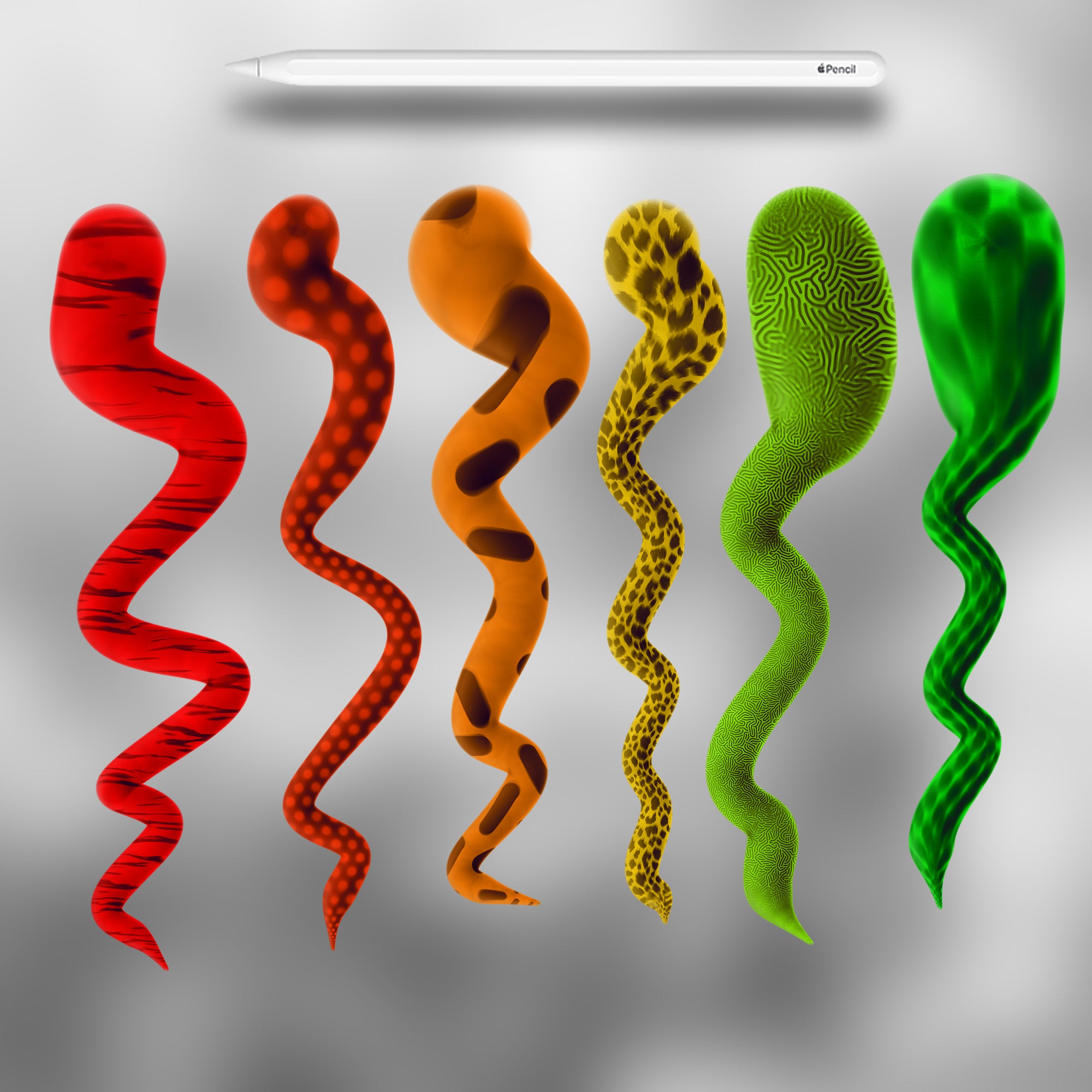 100 Snake 2D Brushes for Procreate