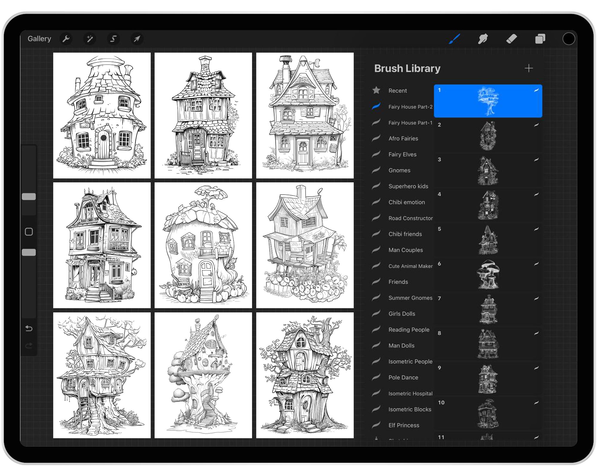 19 Fairy House Brushes Part-2 for for Procreate and Photoshop