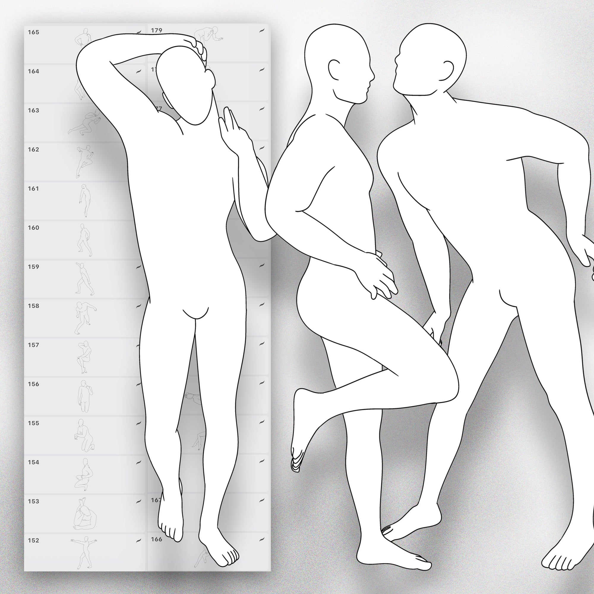 300 Procreate Men Mannequin Stamps Brushes