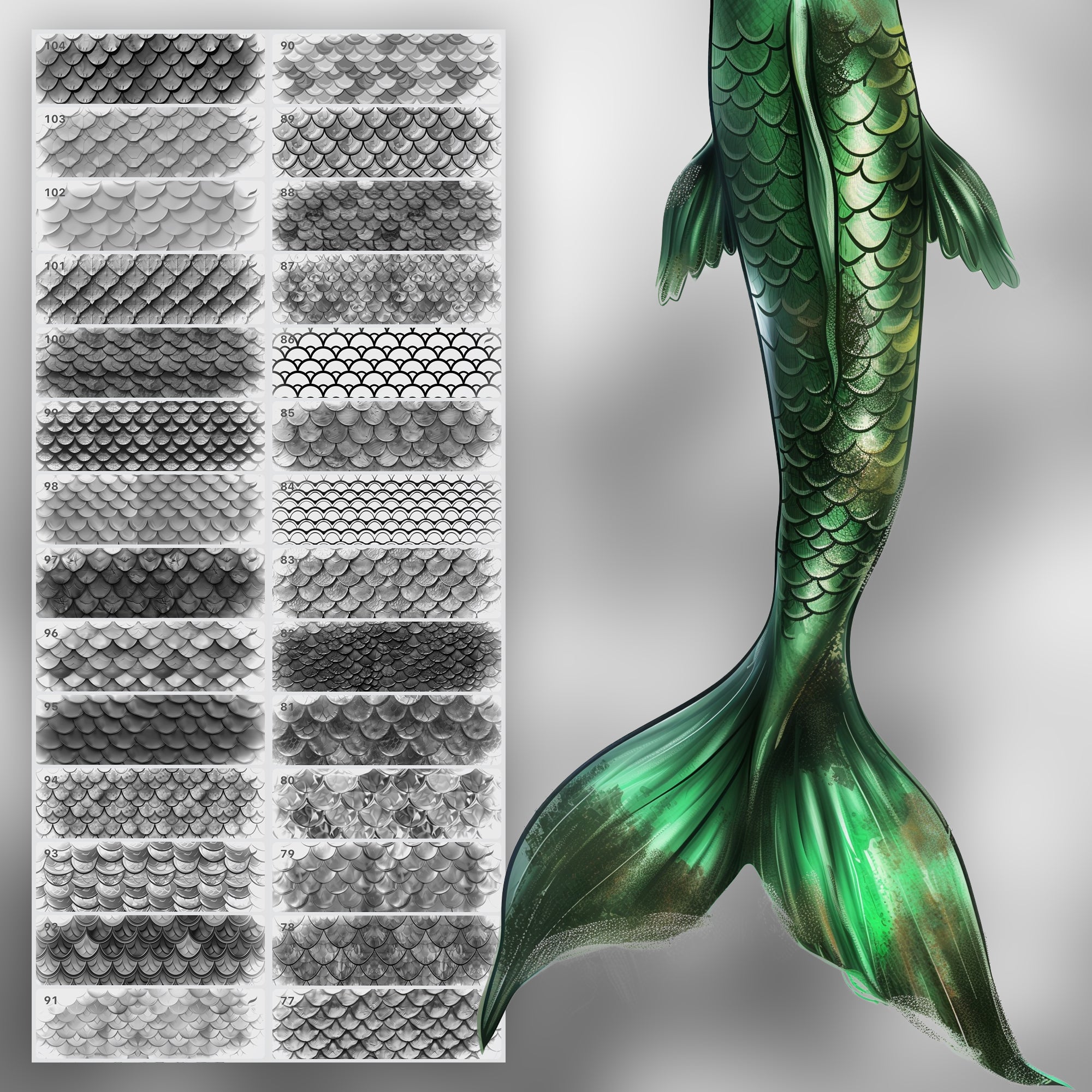 100 Procreate Fish Scales Texture Brushes