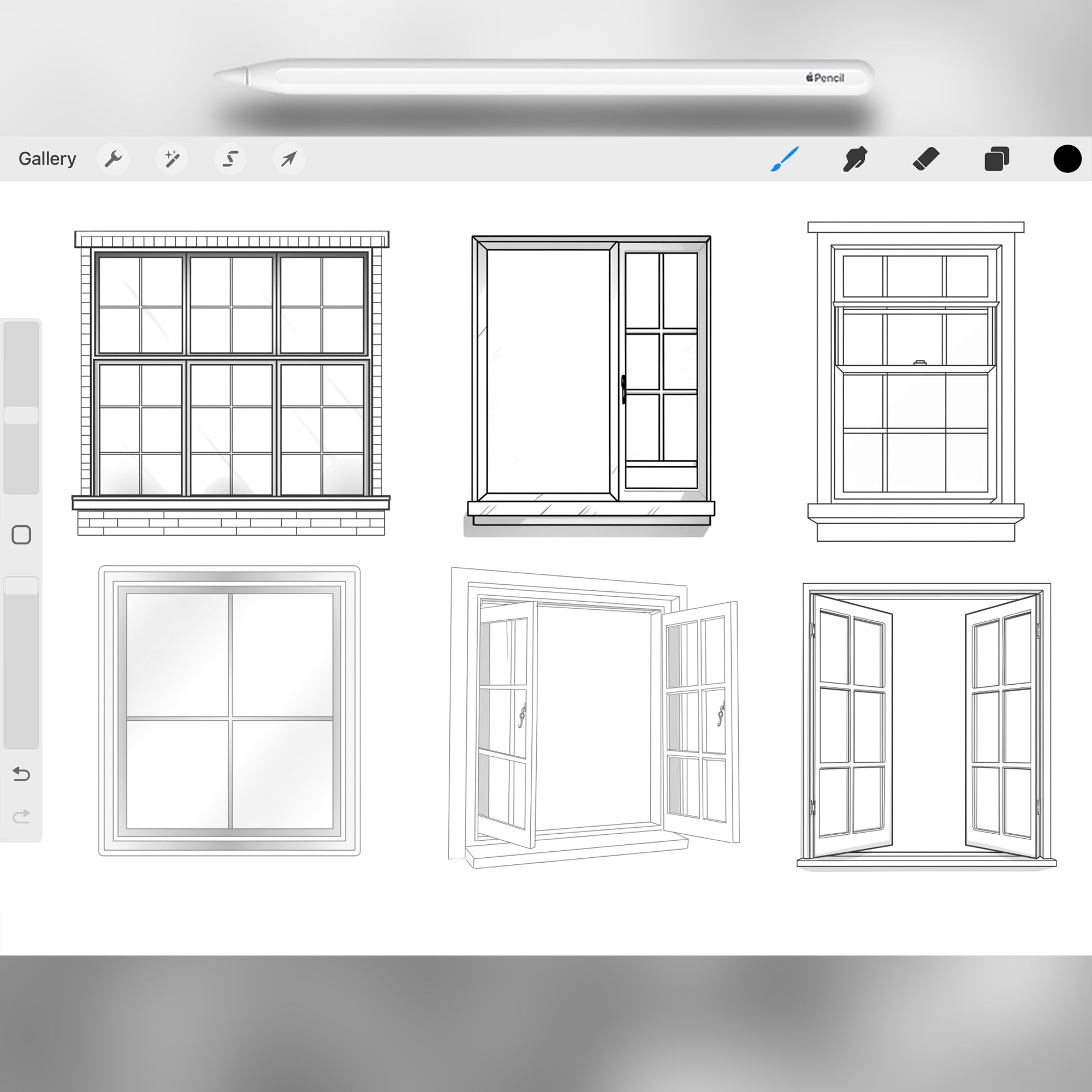 110 Procreate Window Stamps Brushes
