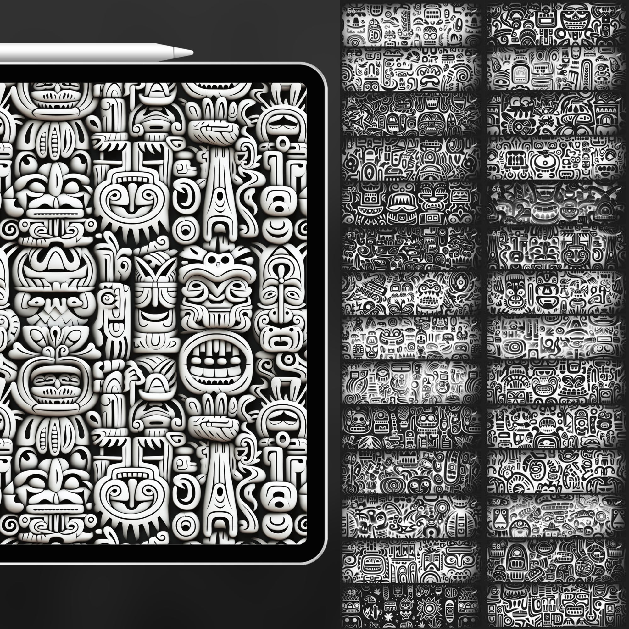 70 Procreate Tiki Pattern Brushes