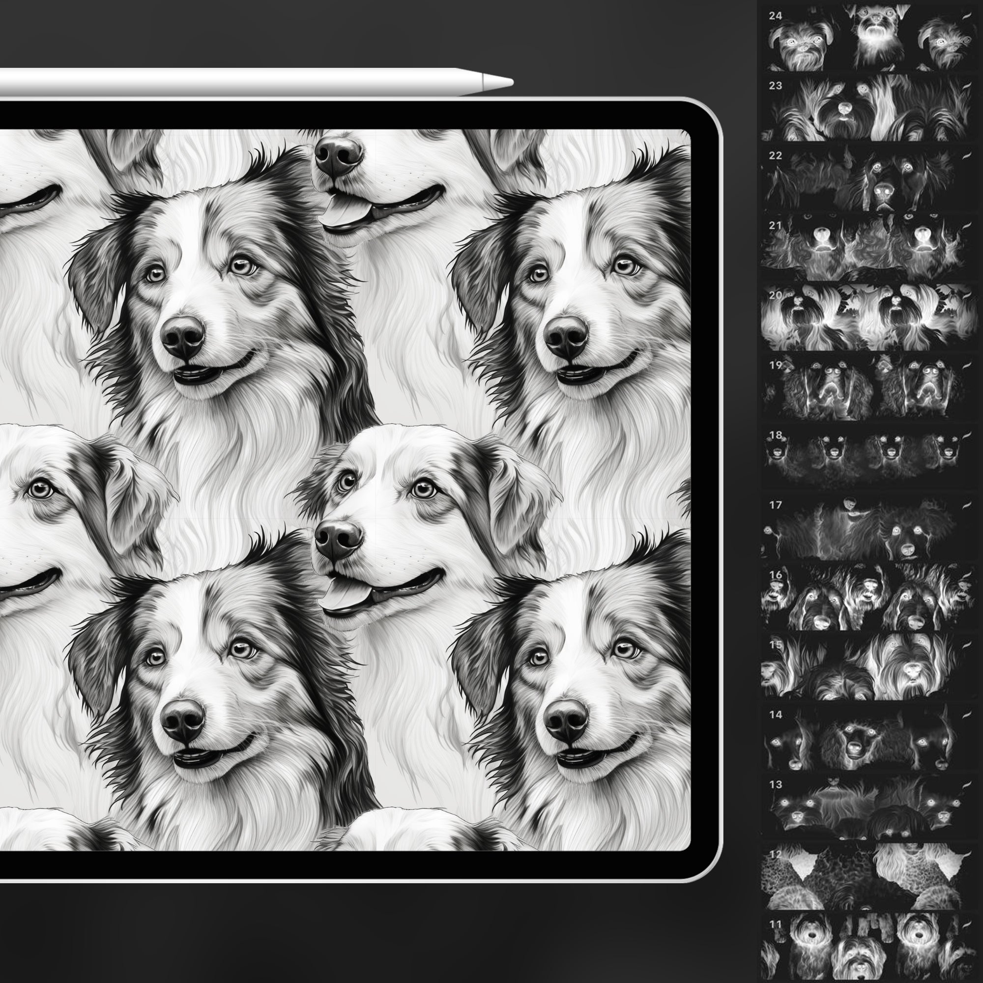 80 Procreate Dogs Pattern Brushes