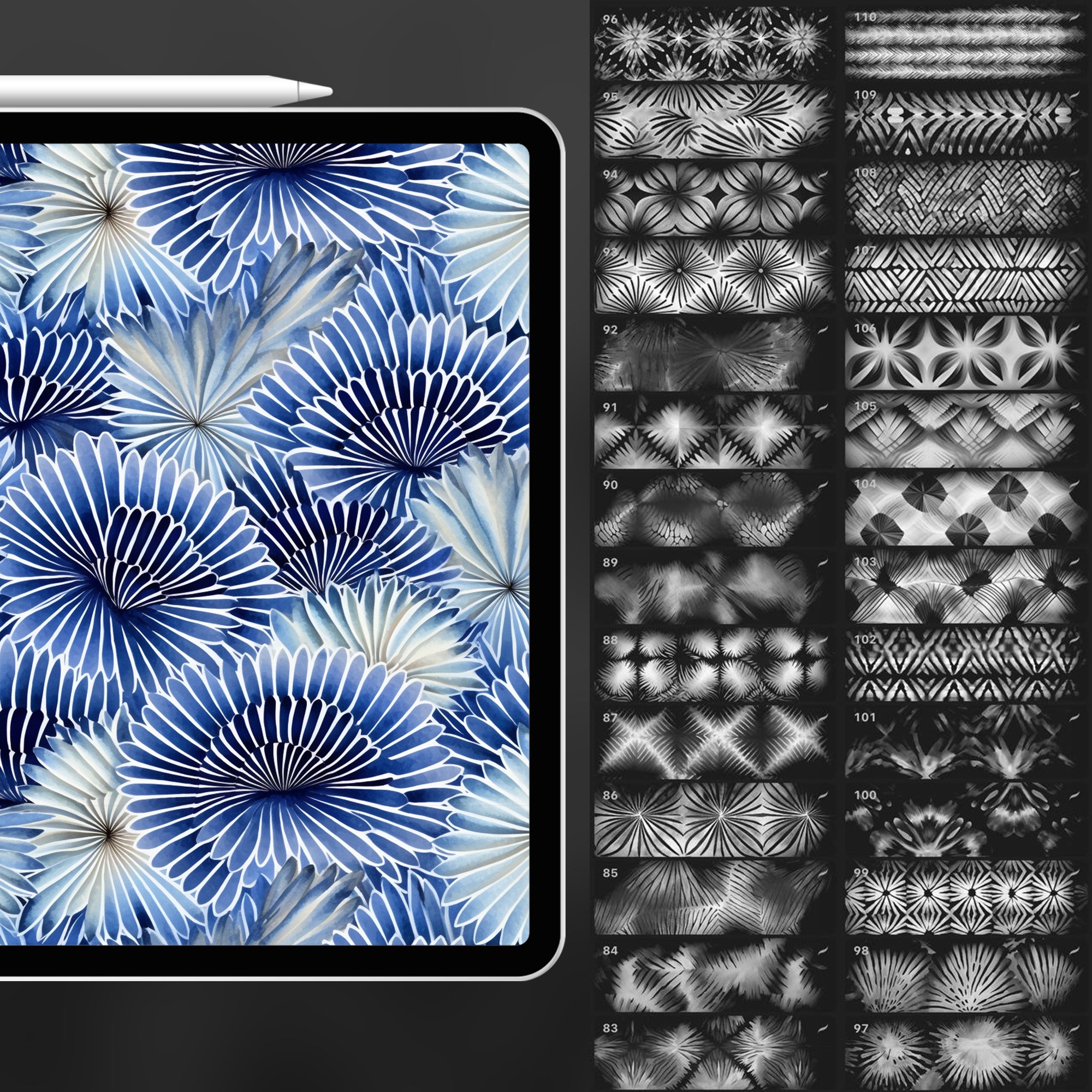 110 Procreate Shibori Pattern Brushes