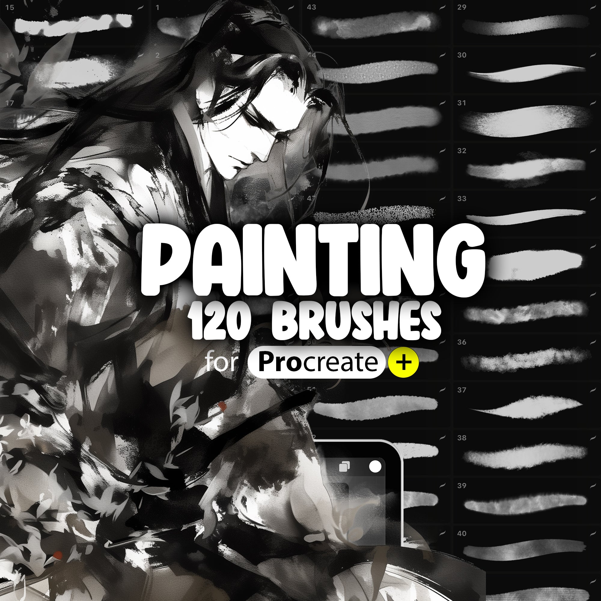 120 Procreate Painting Brushes, Procreate Ink Brushes, Procreate Grunge Brush, Procreate Glimmer Brush, Procreate Water Ink Brushes