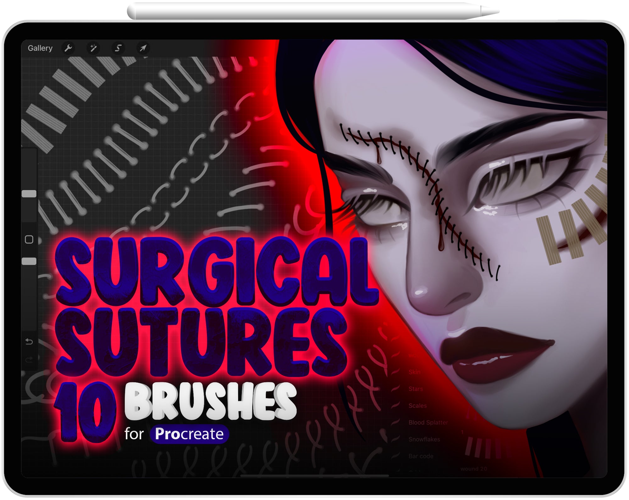 10 Procreate Surgical Sutures Brushes
