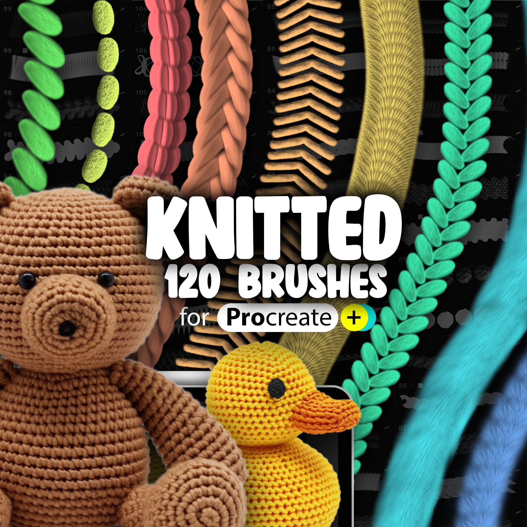 120 Knitted 2D Brushes for Procreate