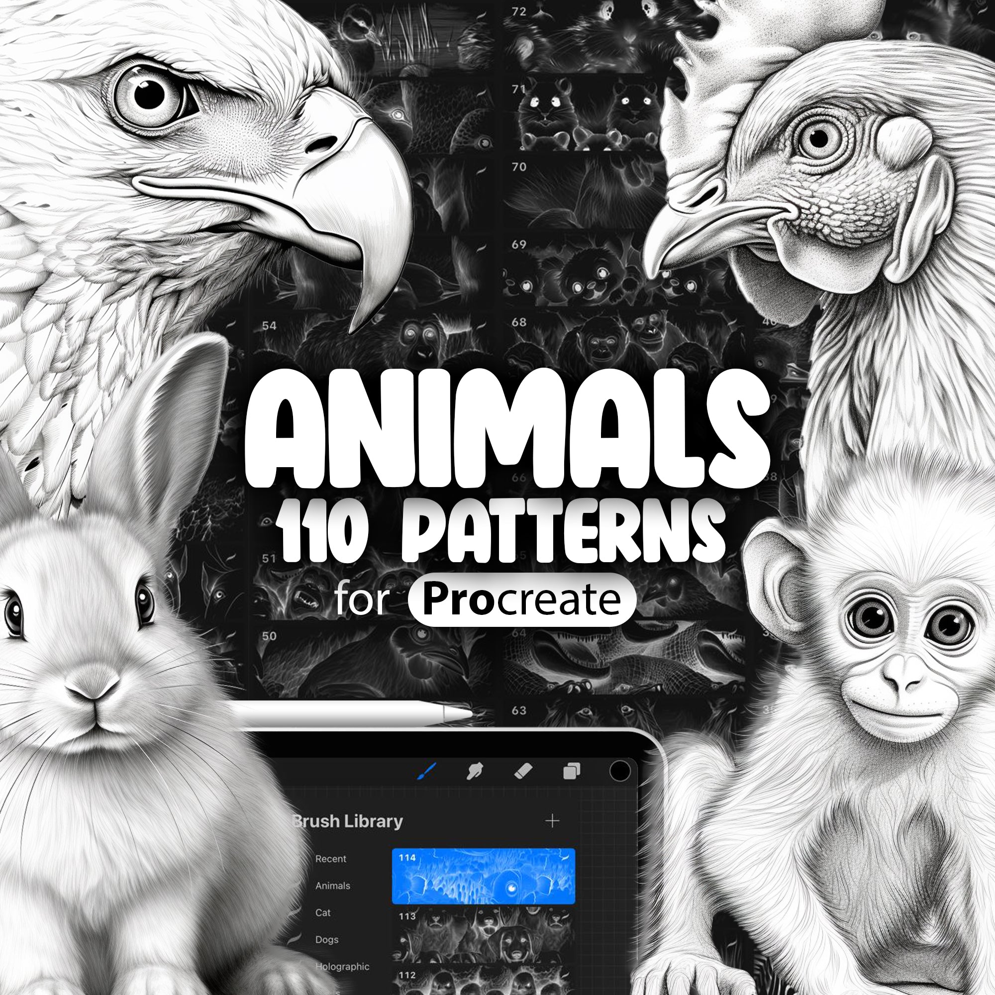 110 Procreate Animals Pattern Brushes