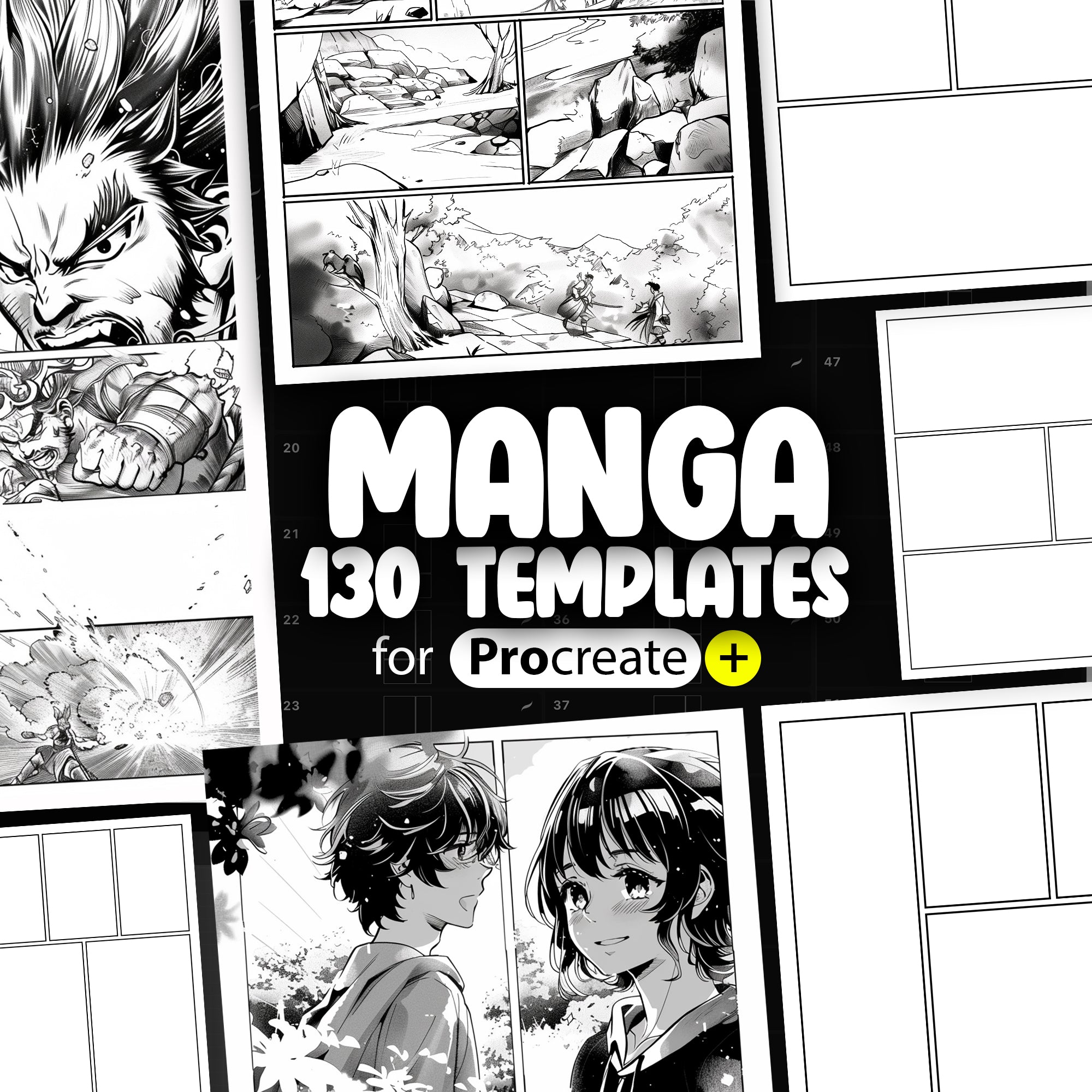 133 Procreate Manga Storyboard Templates Brushes