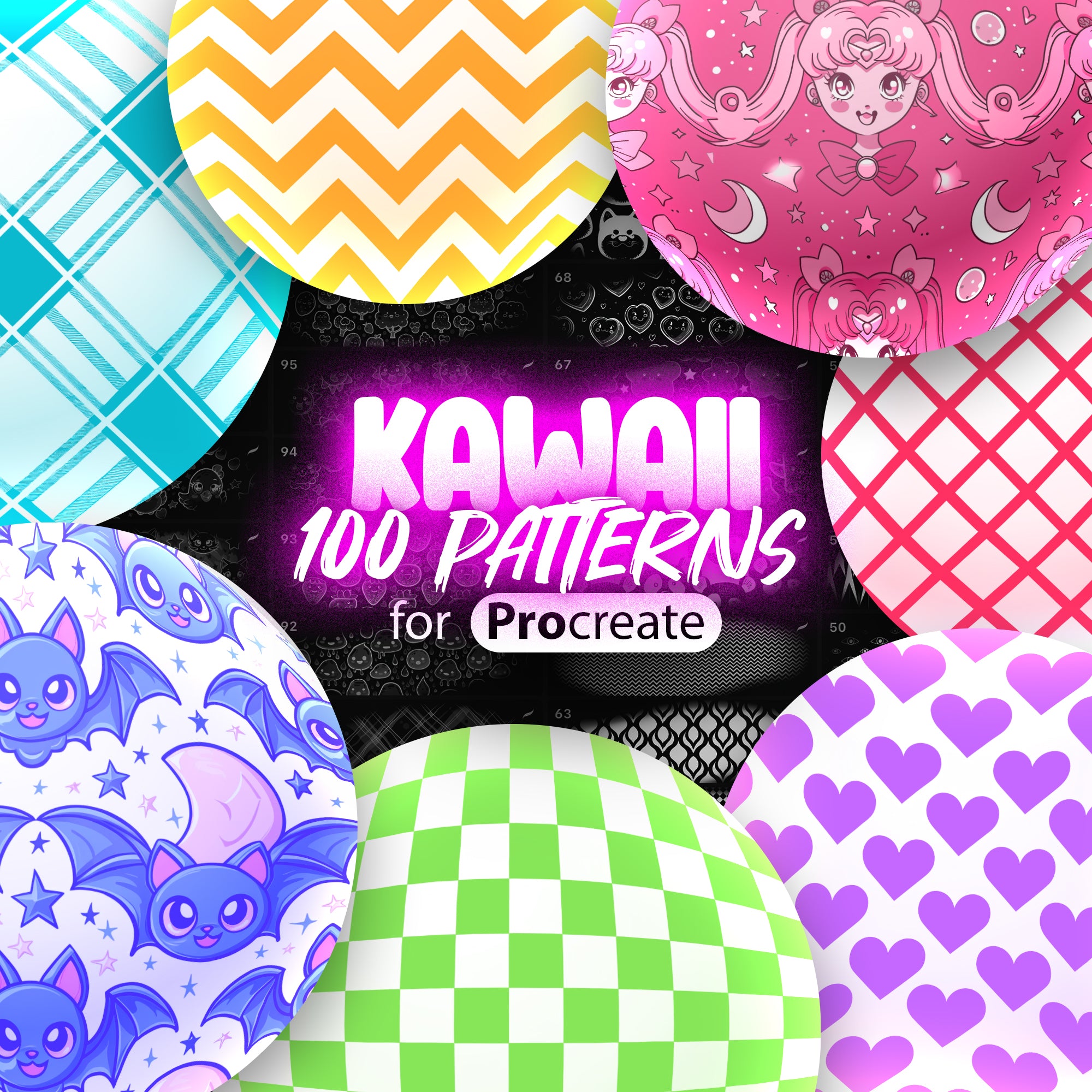 100 Procreate Kawaii Pattern Brushes
