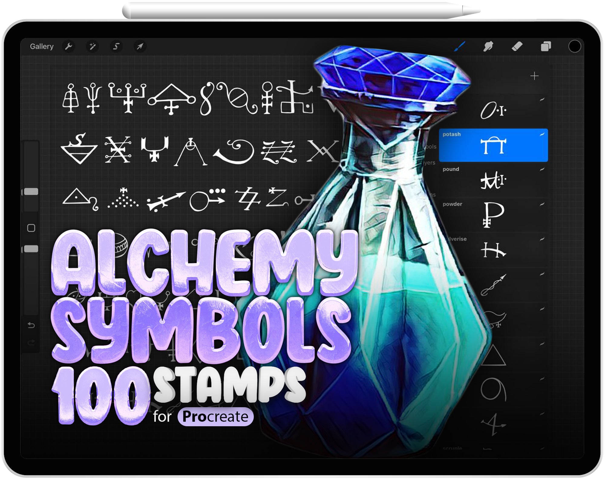 100 Procreate Alchemy Symbols Stamp Brushes