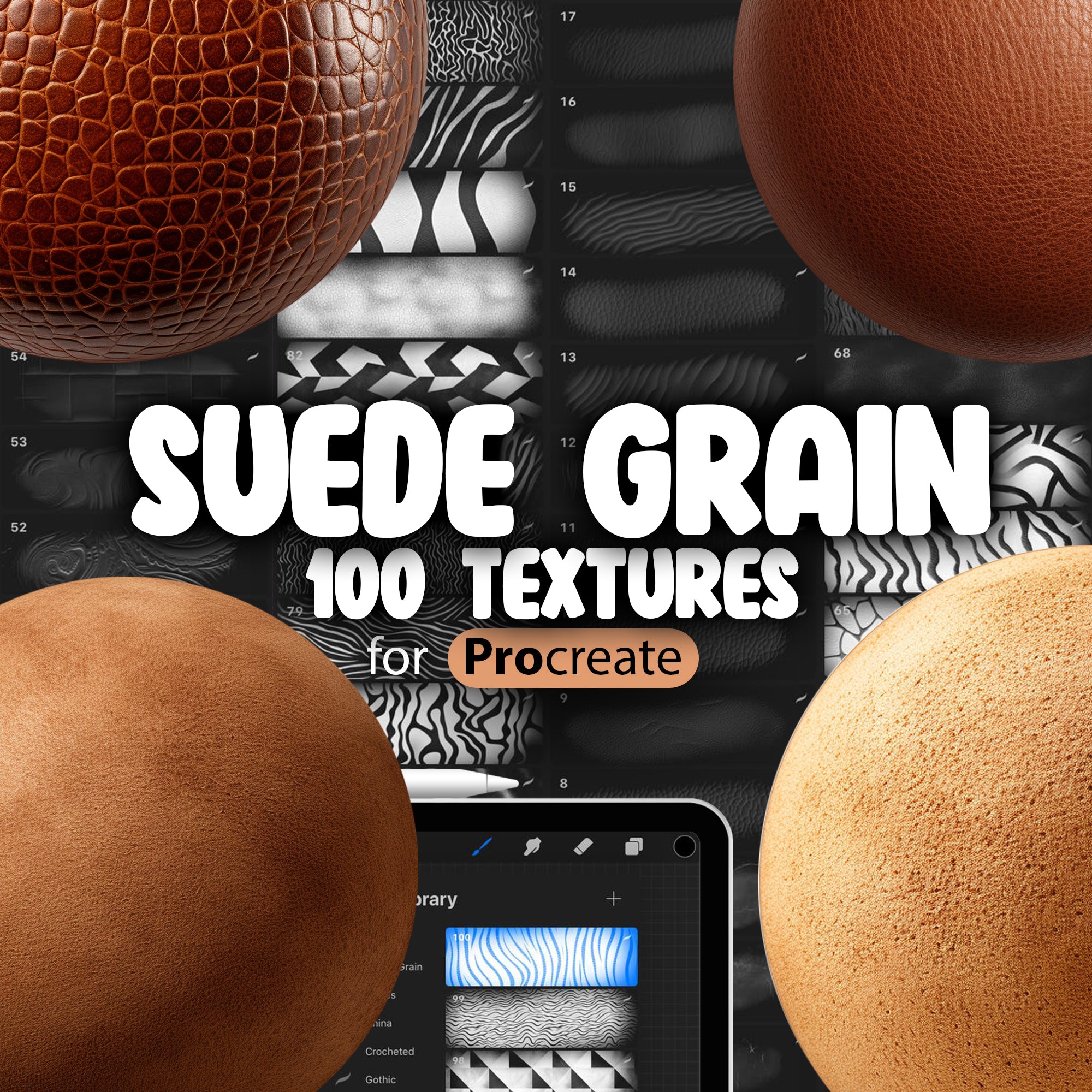 100 Procreate Suede Grain Texture Brushes