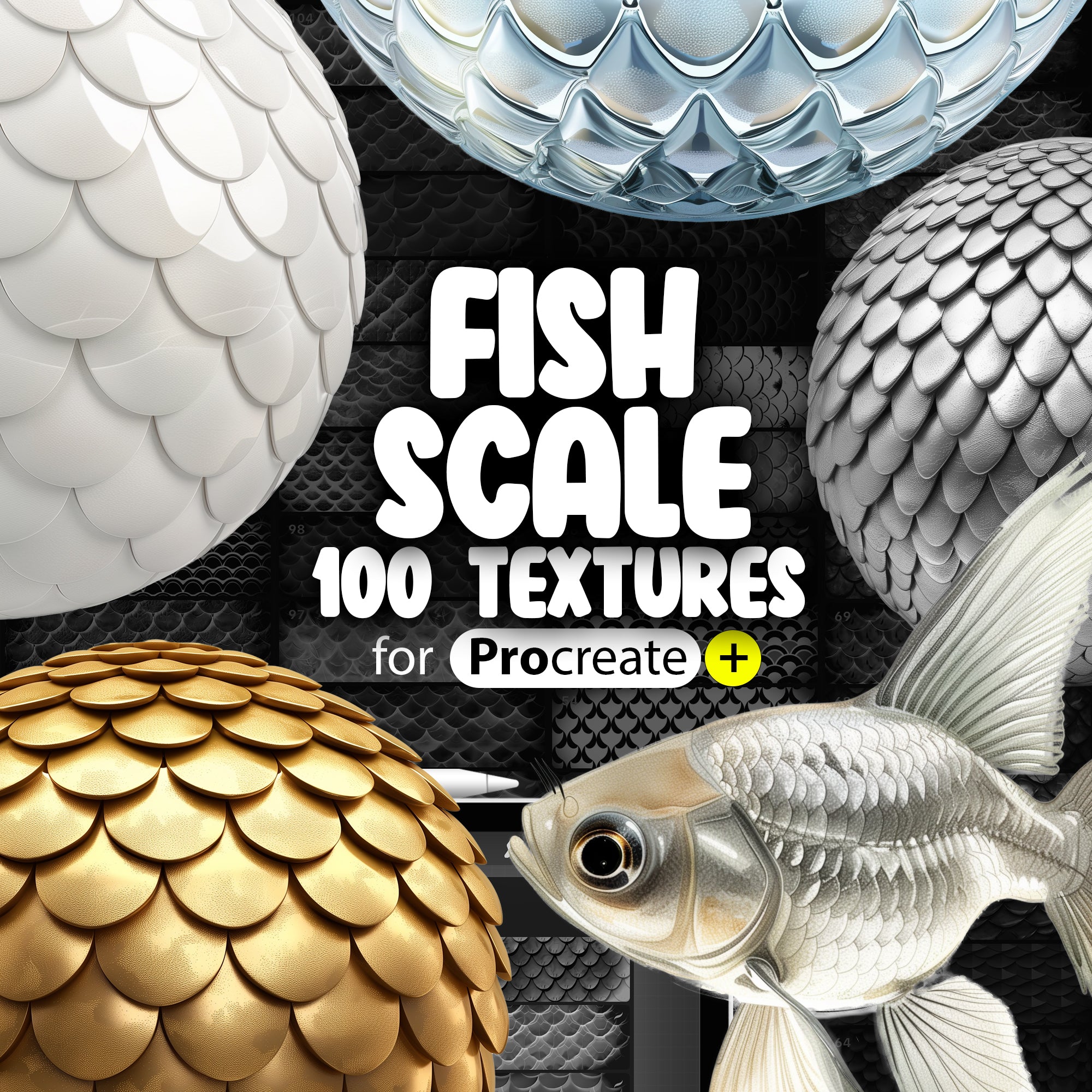 100 Procreate Fish Scales Texture Brushes