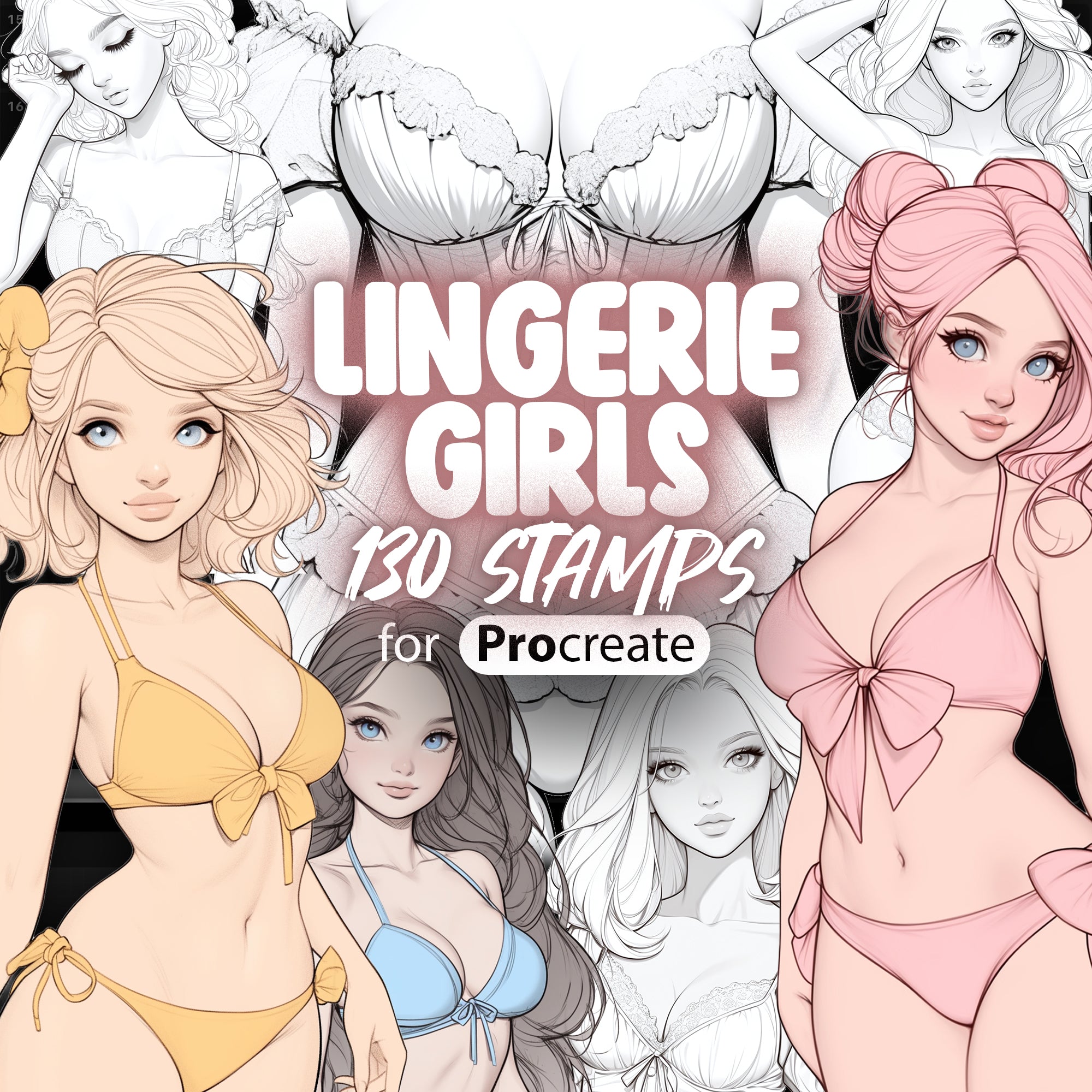 130 Procreate Lingerie Girls Stamps