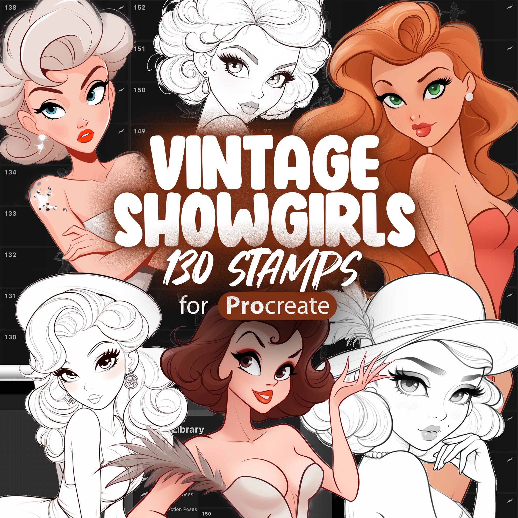 130 Procreate Vintage Showgirl Stamps