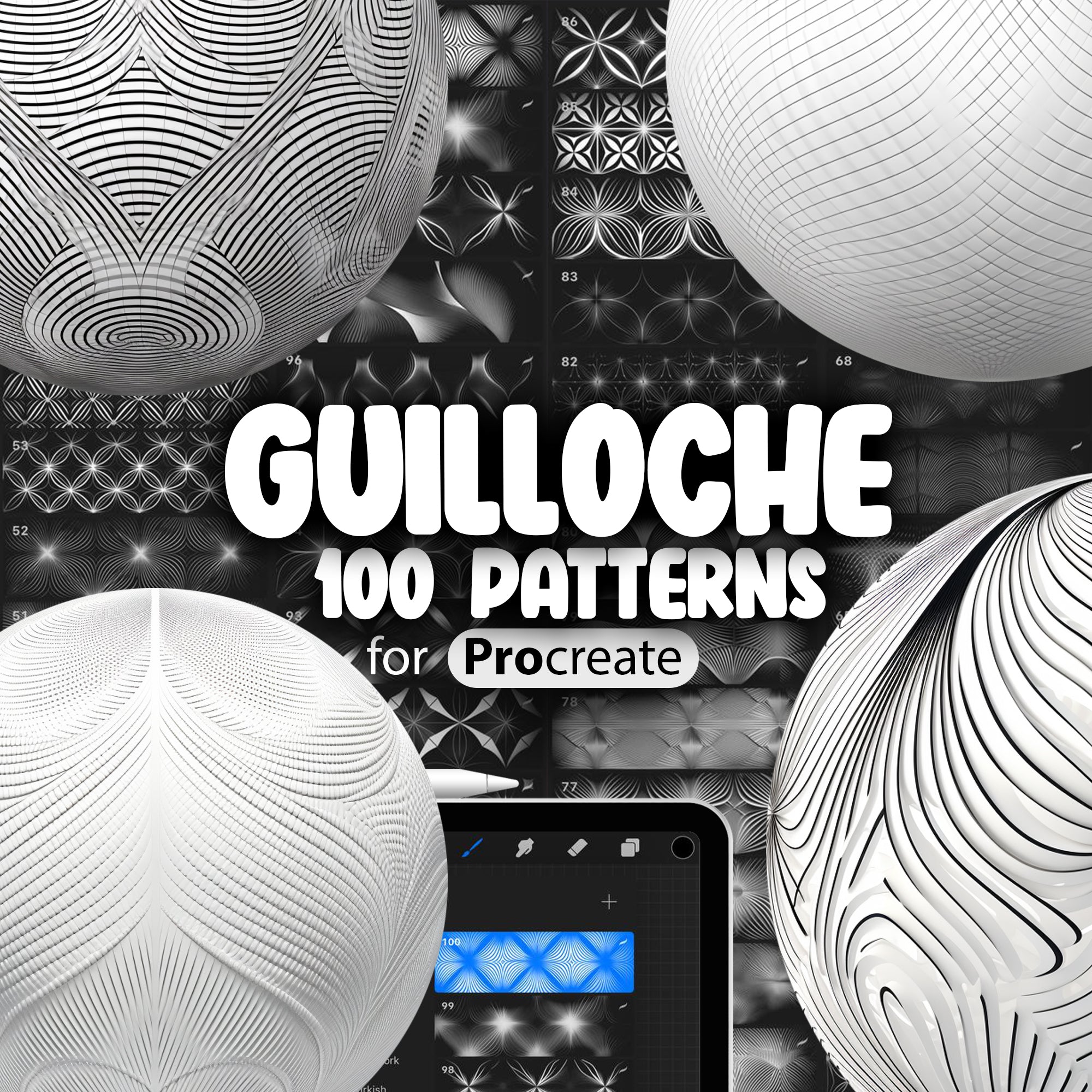 100 Procreate Guilloche Pattern Brushes