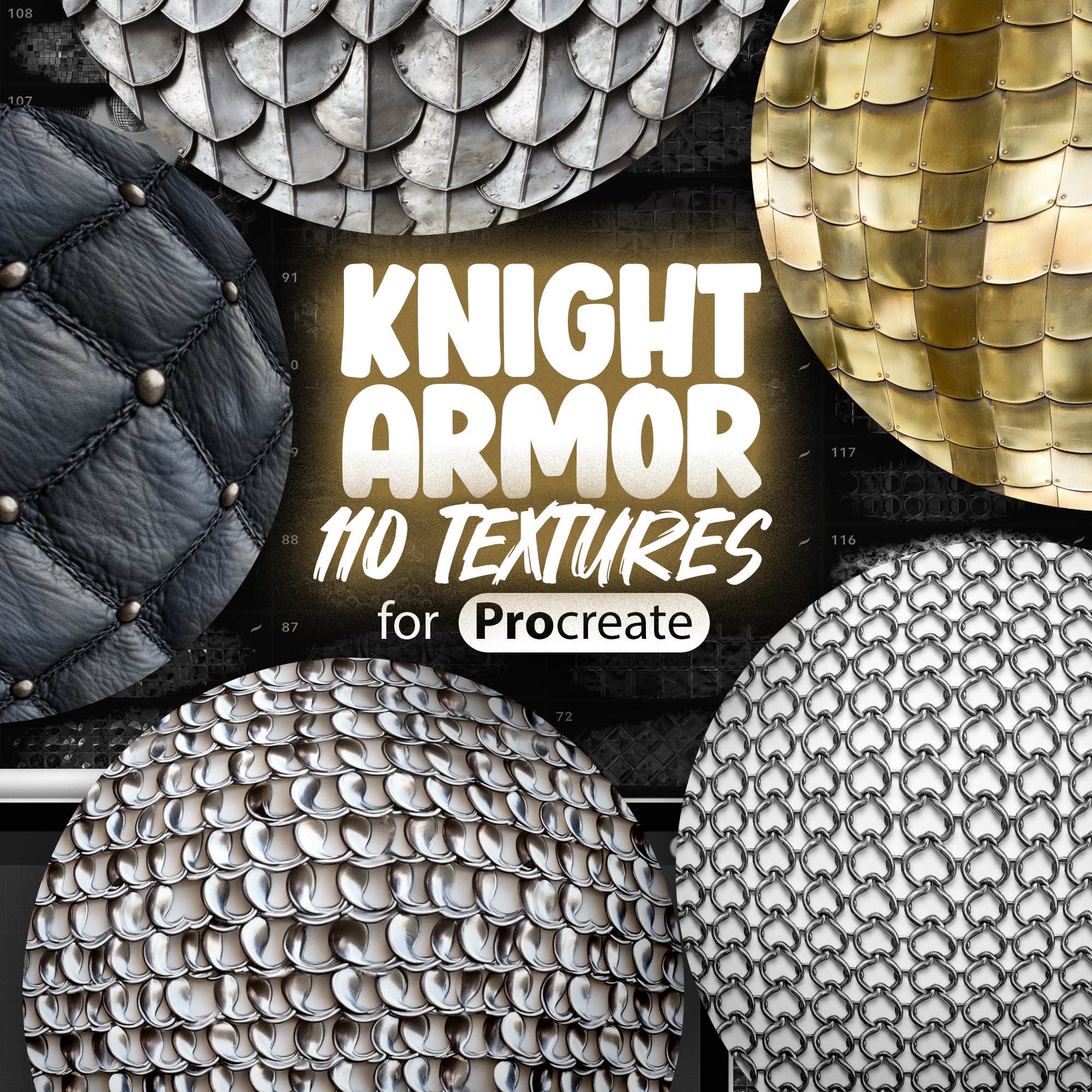 110 Procreate Knight Armor Texture Brushes
