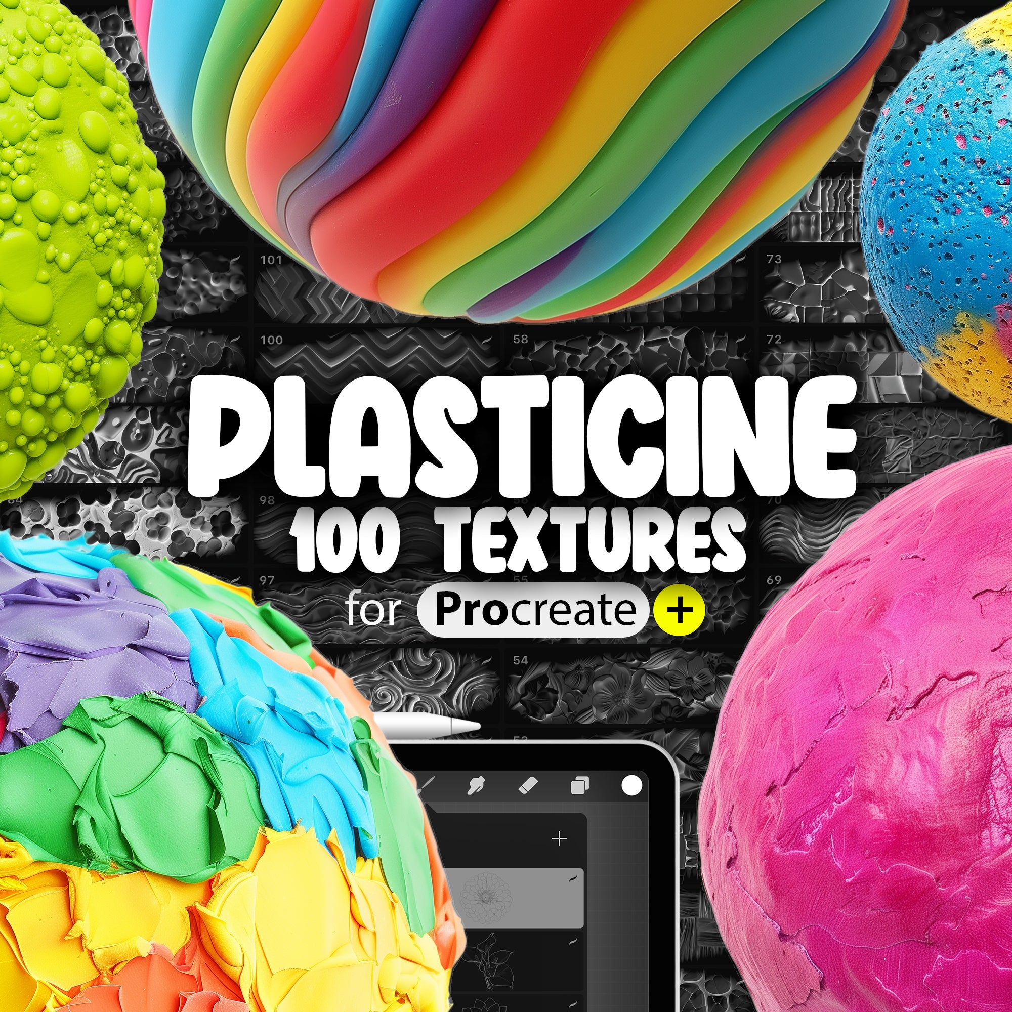 100 Procreate Plasticine Texture Brushes