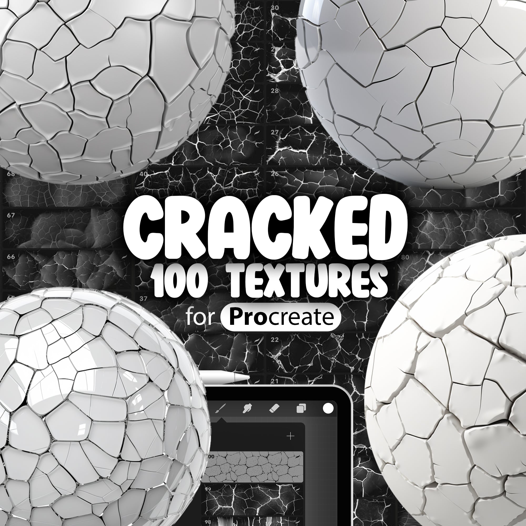 100 Procreate Cracked Texture Brushes