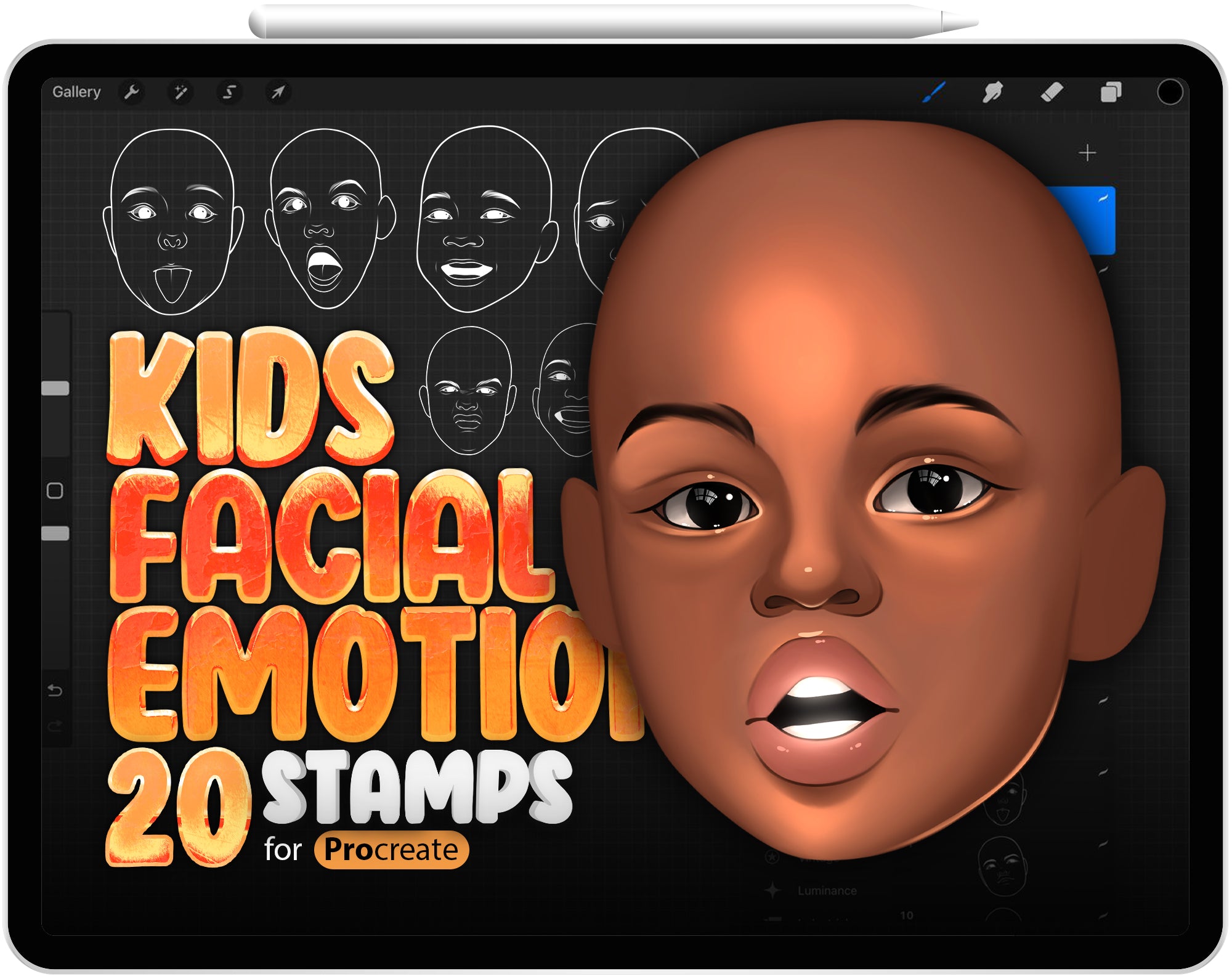 10 Kids Facial Emotions Brush for Procreate