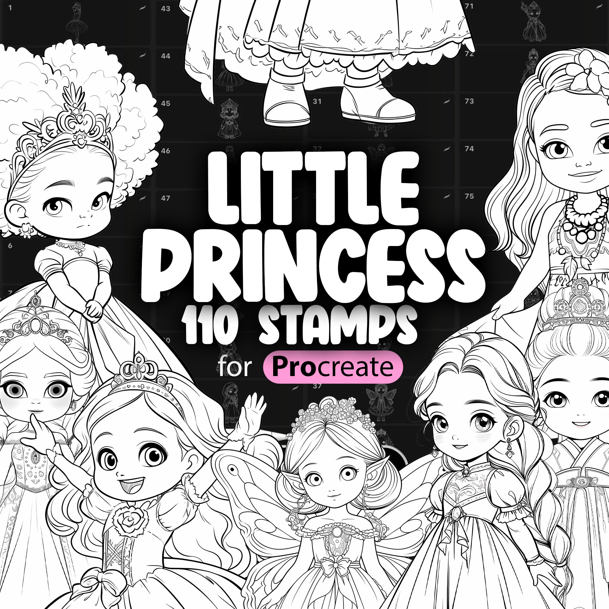 110 Procreate Little Princess Stamp Brushes