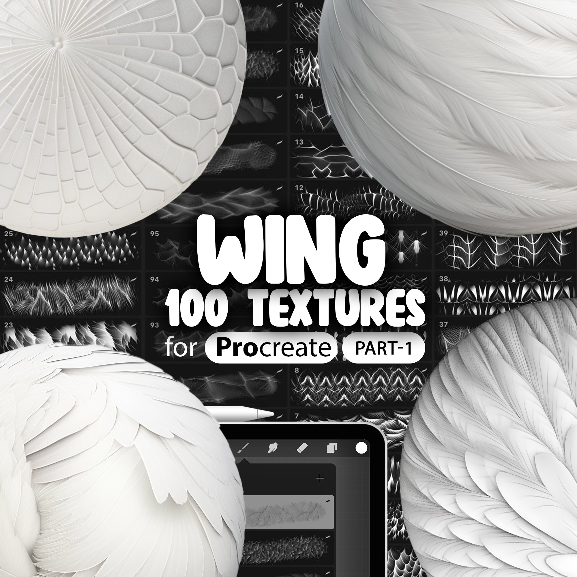 100 Procreate Wings Textures (Part-1) Brushes