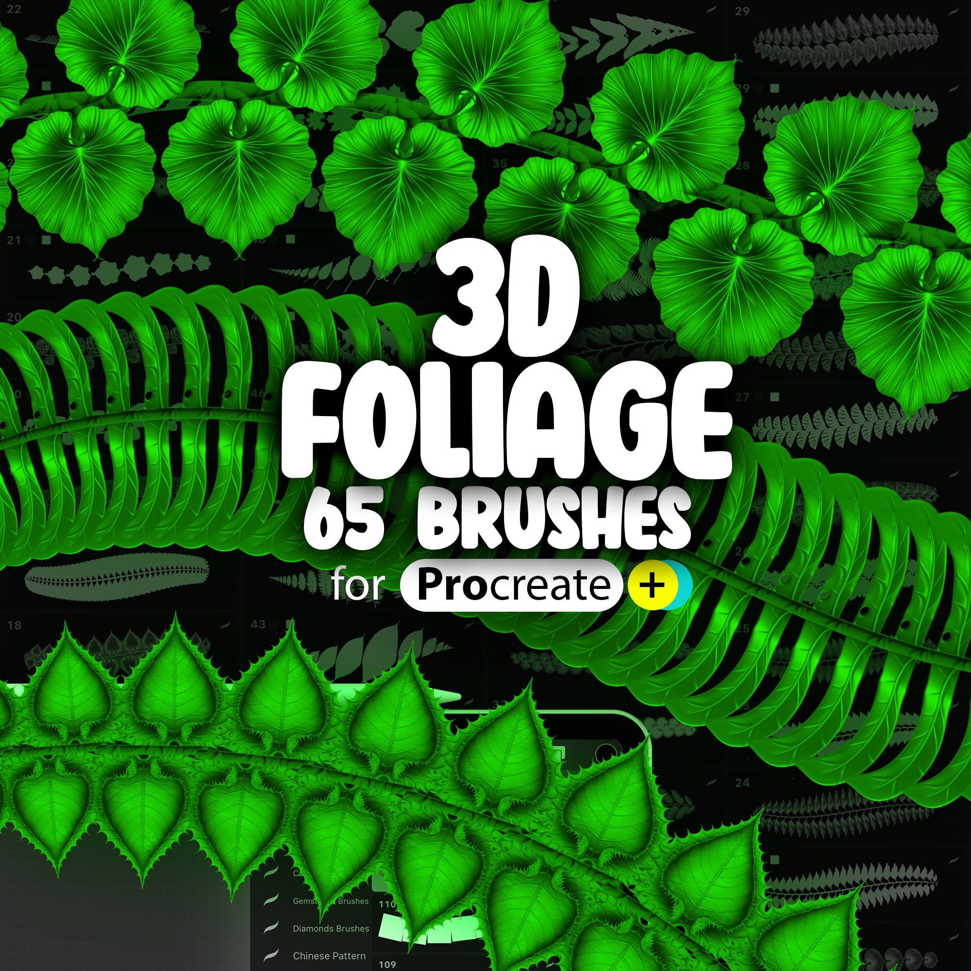 65 Foliage 2D Brushes for Procreate