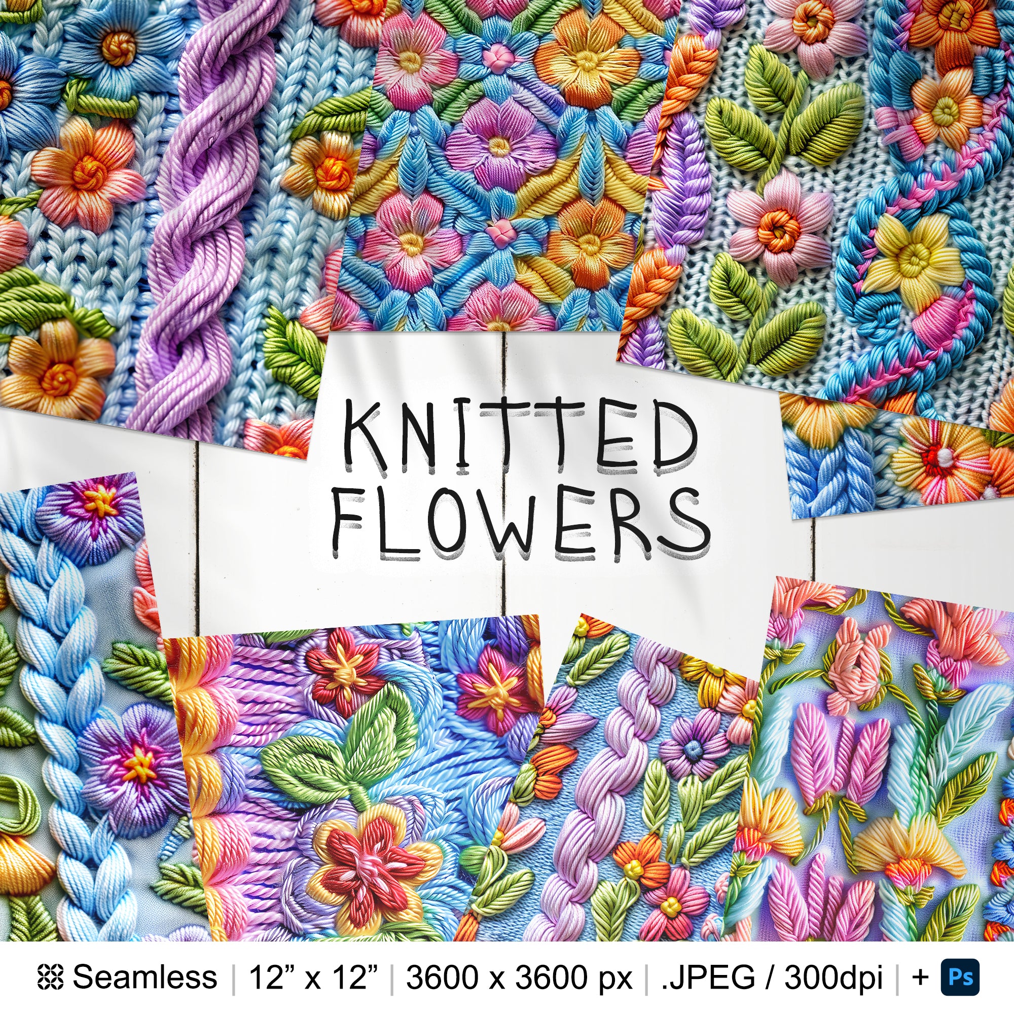 10 Embroidered Floral Seamless Pattern | Digital Seamless Pattern Flower Embroidery | 3d Flower Digital Paper | Photoshop Patterns