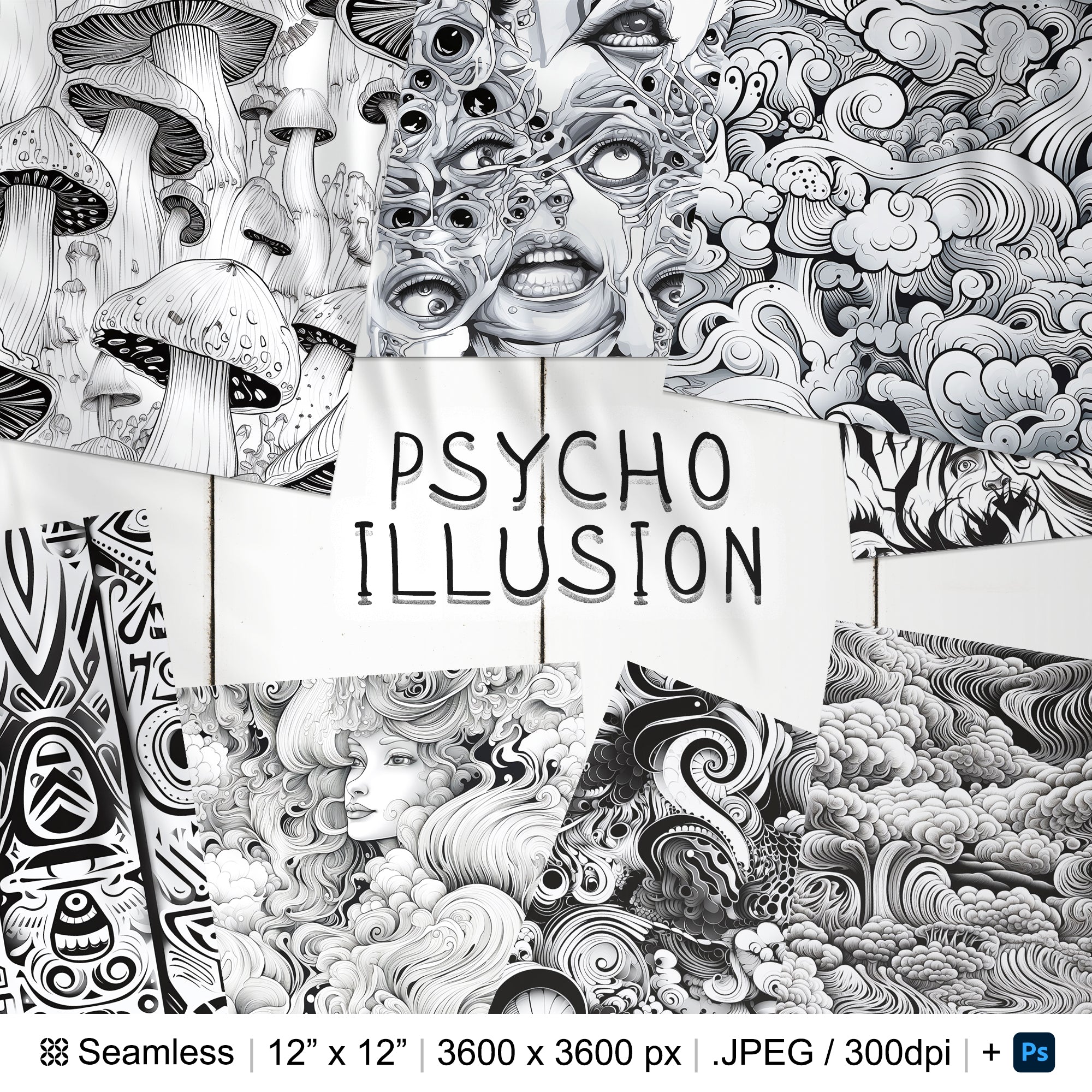 167 Psycho Illusion Seamless Pattern