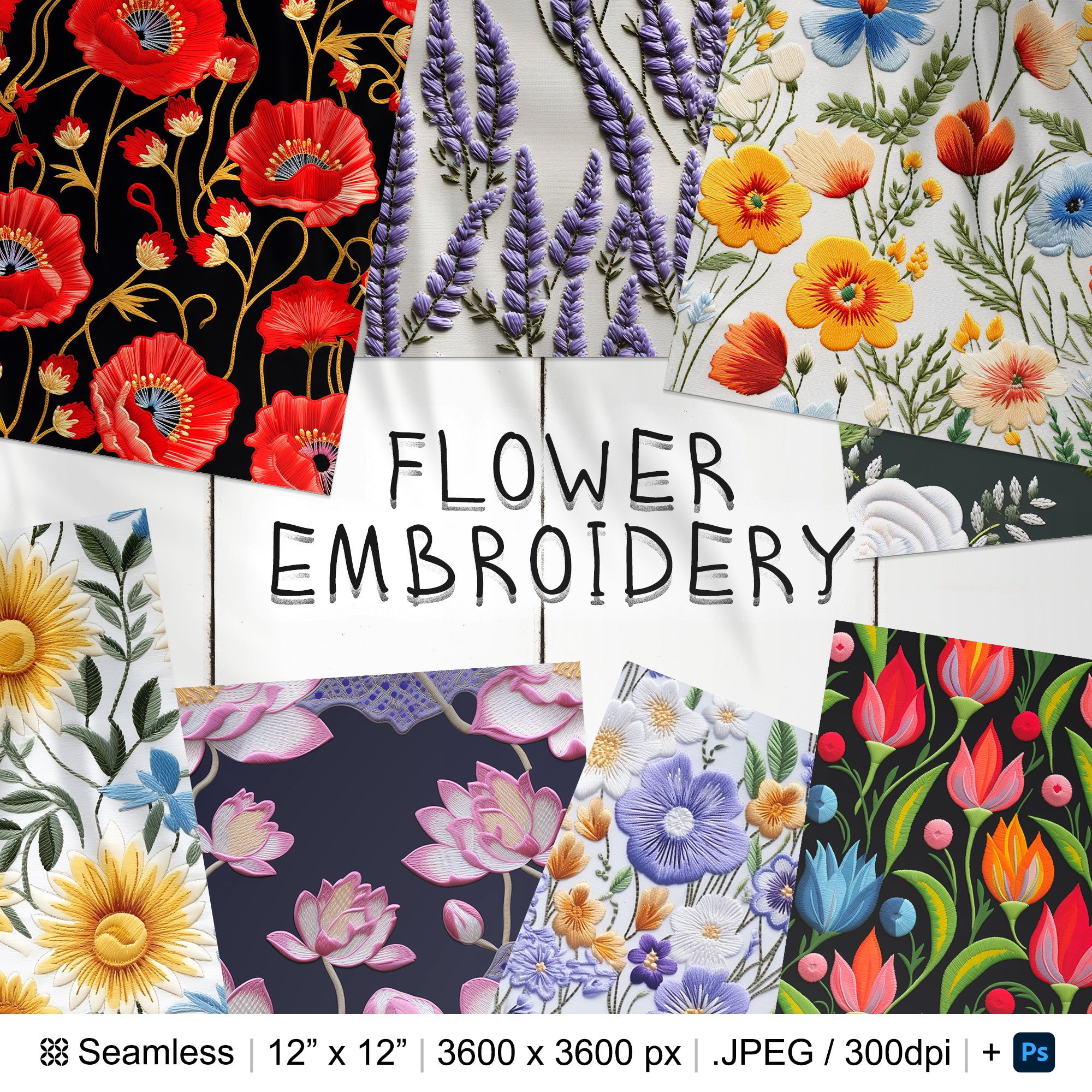 127 Flower Embroidery Seamless Pattern